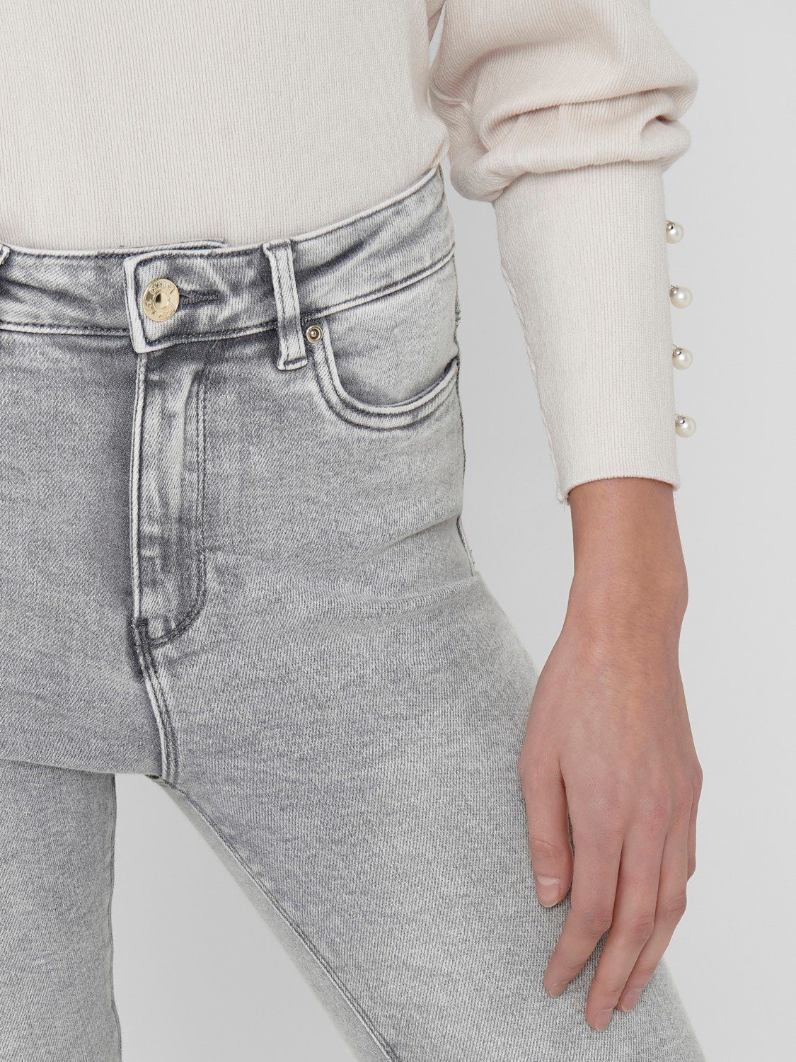 ONLMILA Waist Skinny-fit-Jeans (1-tlg) in Grau Denim High 3683 Skinny Hose Ankle Fit ONLY Jeans