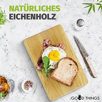 GOOD THINGS Frühstücksbrett aus Eichenholz - Perfekt als Schneide- und Brotzeitbrett, (1-St., Ideales Schneidebrett für die Küche), FSC-Zertifiziert