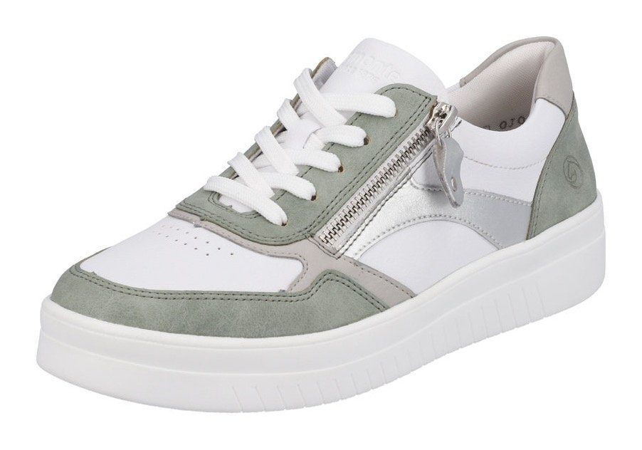 Remonte Sneaker mit seitlichem Reißverschluss weiß-mint | Sneaker