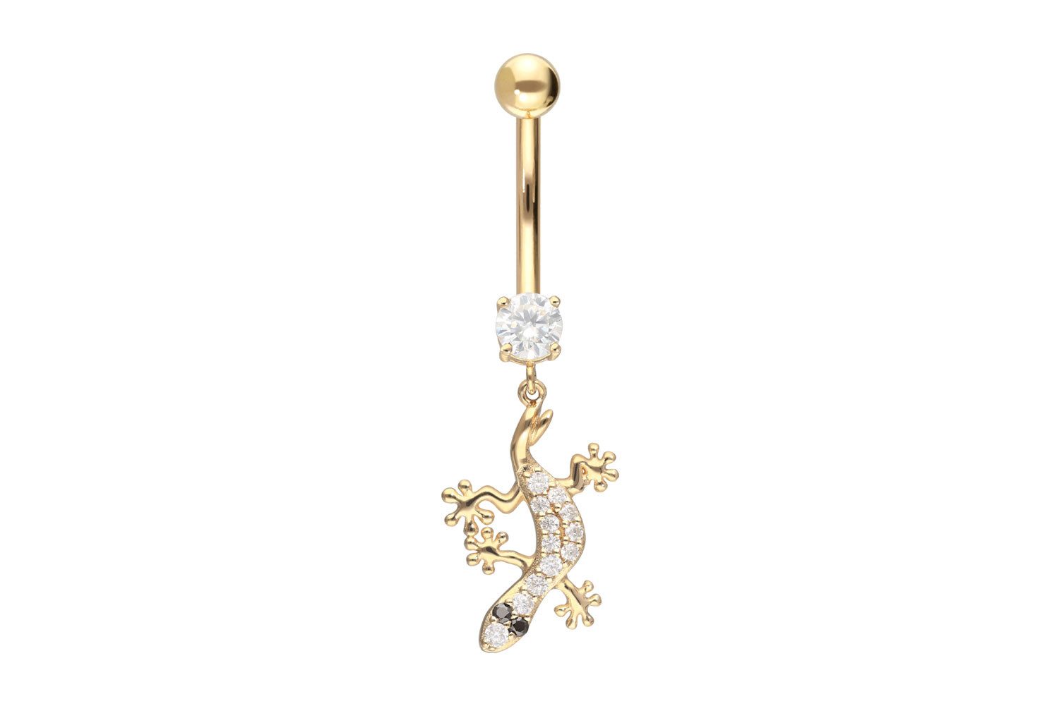 Bauchnabelpiercing 18 Karat Gold Bananabell MOISSANIT-GECKO
