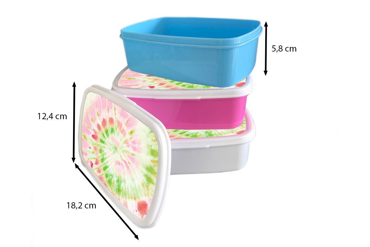 (2-tlg), für Mädchen für MuchoWow Muster Kinder Krawattenfärbung und Grün, Brotdose, weiß Kunststoff, - und Brotbox Erwachsene, Jungs - Lunchbox