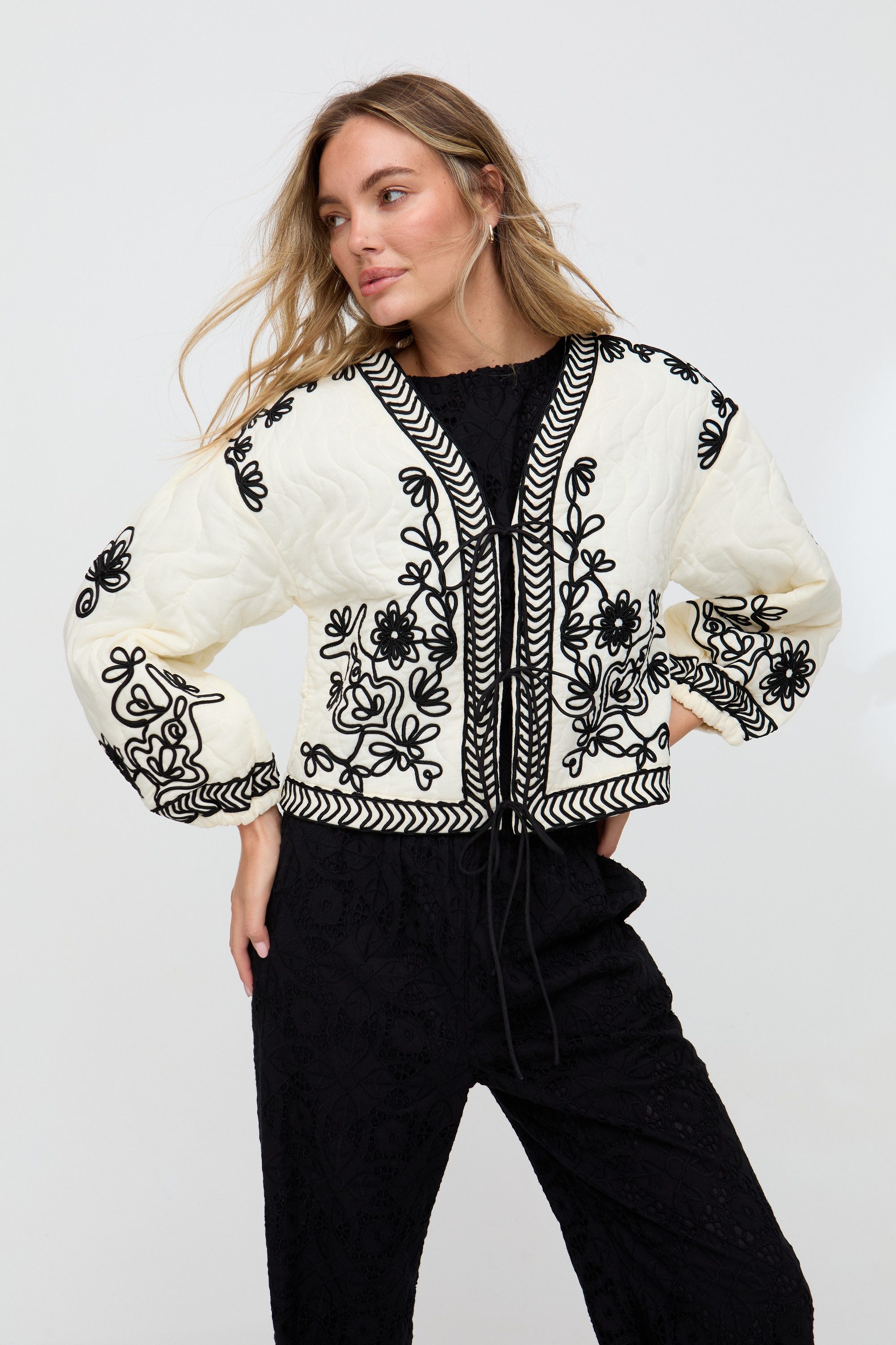 RAFFYA Bolerojacke Felicity Palm Print Reversible Jacket Damen