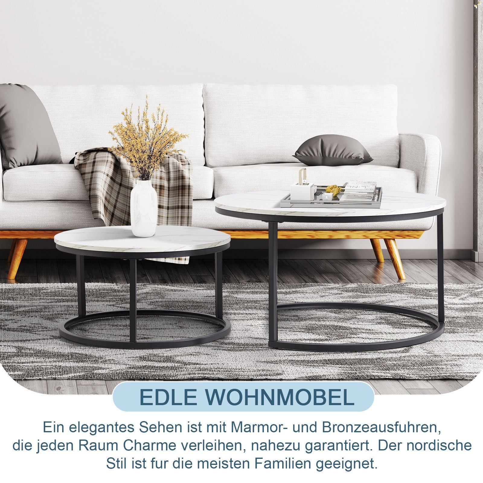 HAUSS SPOLE Couchtisch 2er Set Satztisch Beistelltisch MDF-Tischplatte, mit günstig online kaufen