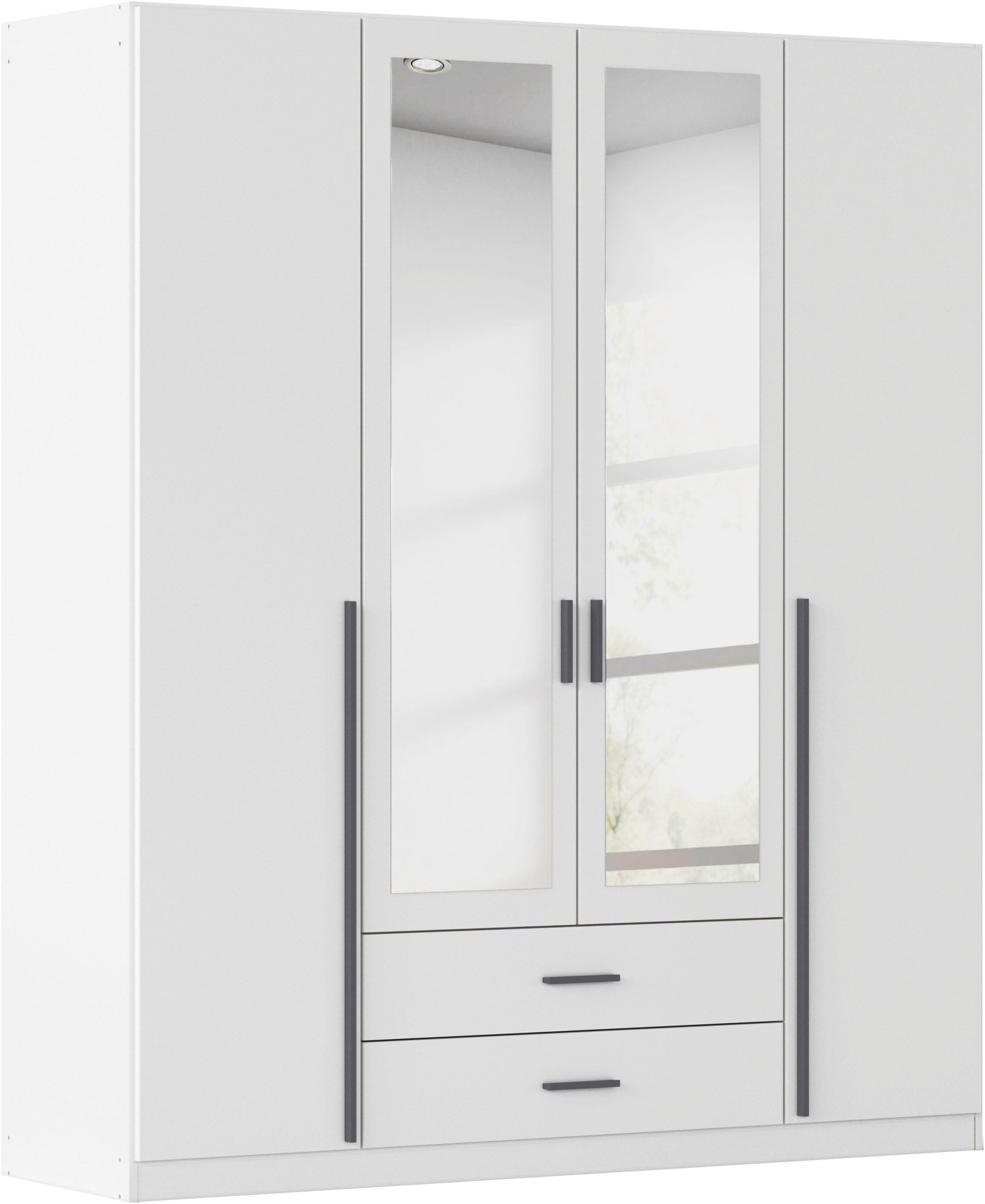 rauch Kleiderschrank Schrank Garderobe Ankleide GAMMA Breiten 91/136/181/226/271/315/360 cm (in 3 Ausstattungen BASIC/CLASSIC/PREMIUM (inkl. SOFT-CLOSE-Funktion) verschiedene Griff-Varianten, mit Spiegel TOPSELLER MADE IN GERMANY
