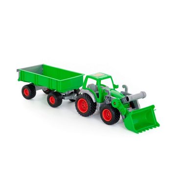 Polesie Spielzeug-Traktor Farmer Technic Traktor + Frontschaufel + 2-Achsanhänger