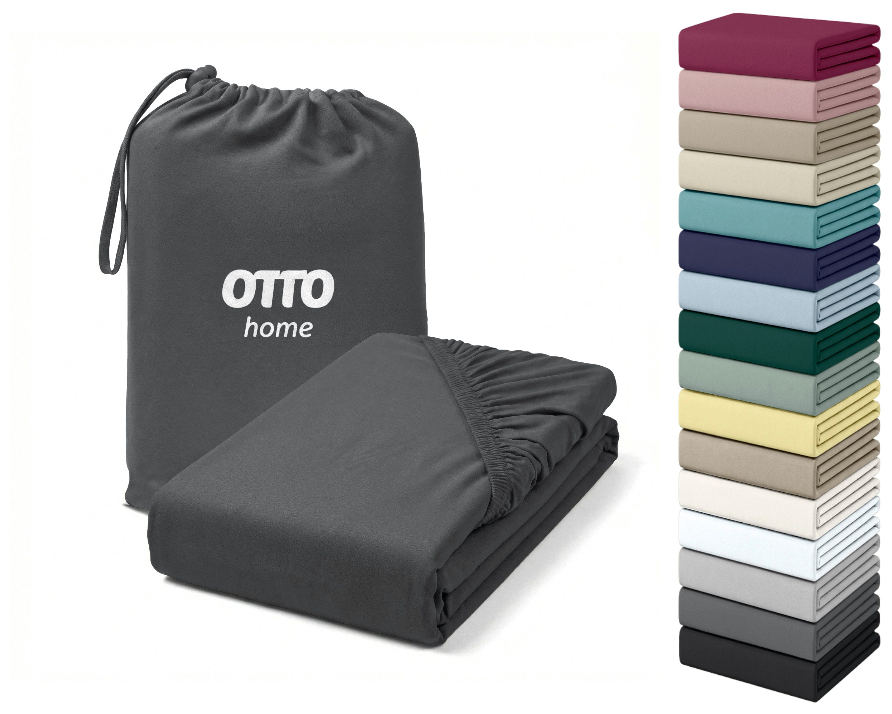 OTTO home Spannbettlaken Cremona, Basic & Premium Qualität mit Elasthan, Jersey (180 g/m), Gummizug: rundum, (1 Stück), Bettlaken für Matratzen von 20-25 cm Höhe, 96% Baumwolle & 4% Elasthan