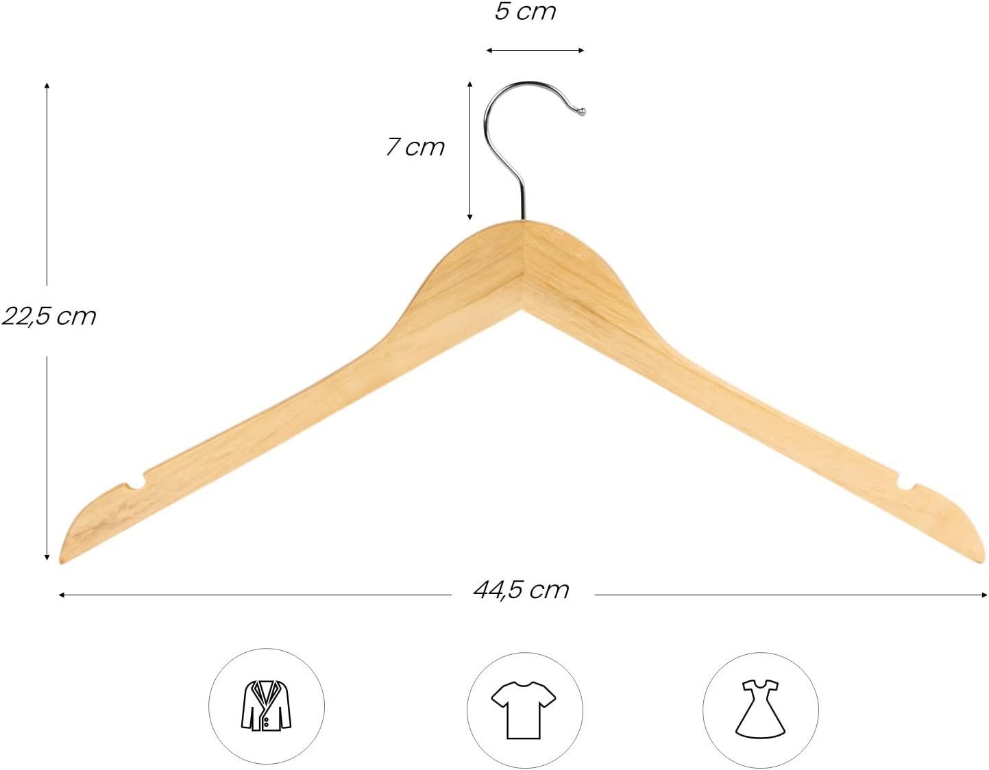 RSR Hangers Kleiderbügel Holz Natur ohne Steg 44,5 cm 360° Haken, (10-tlg) günstig online kaufen