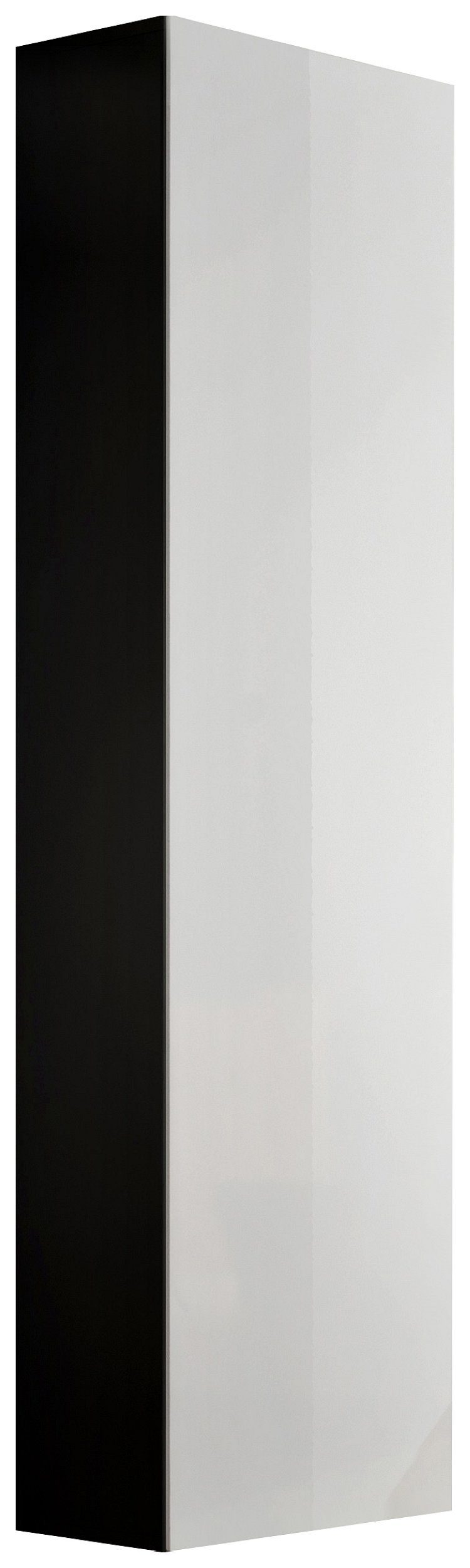 Stylefy Stauraumschrank FLI T40 rechts 170x40x29 cm (Wandregal, Wandschrank, Wohnmöbel) mit 3 Einlegeböden, mit Push-to-Open, Hochglanzfront, Design Modern, variabel hängbar, aus Holzwerkstoff Schwarz Matt / Weiß Hochglanz