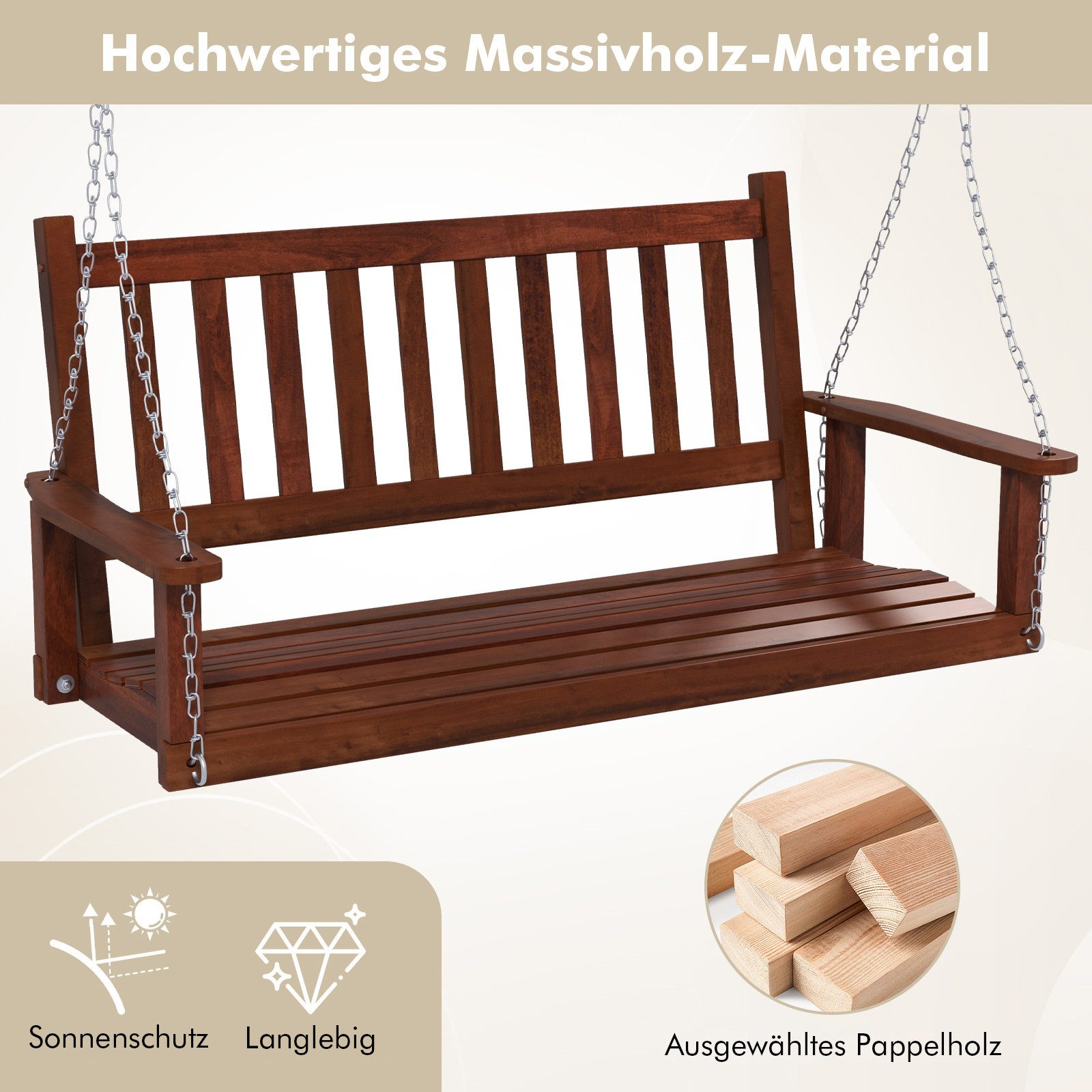 COSTWAY Gartenbank Hängebank Hollywoodschaukel, 3-Sitzer