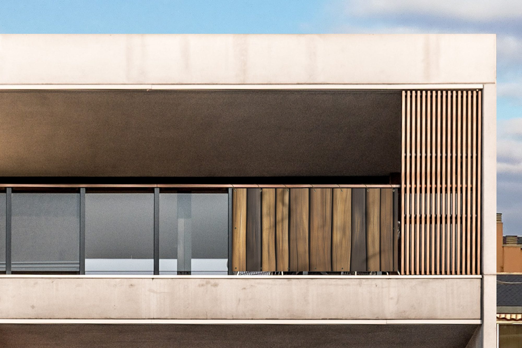 MuchoWow Balkonsichtschutz Holz - Dielen - Naturtöne (1-St) Balkon Sichtschutz 90x200, Windschutz für Zaun PVC, 200x90 cm