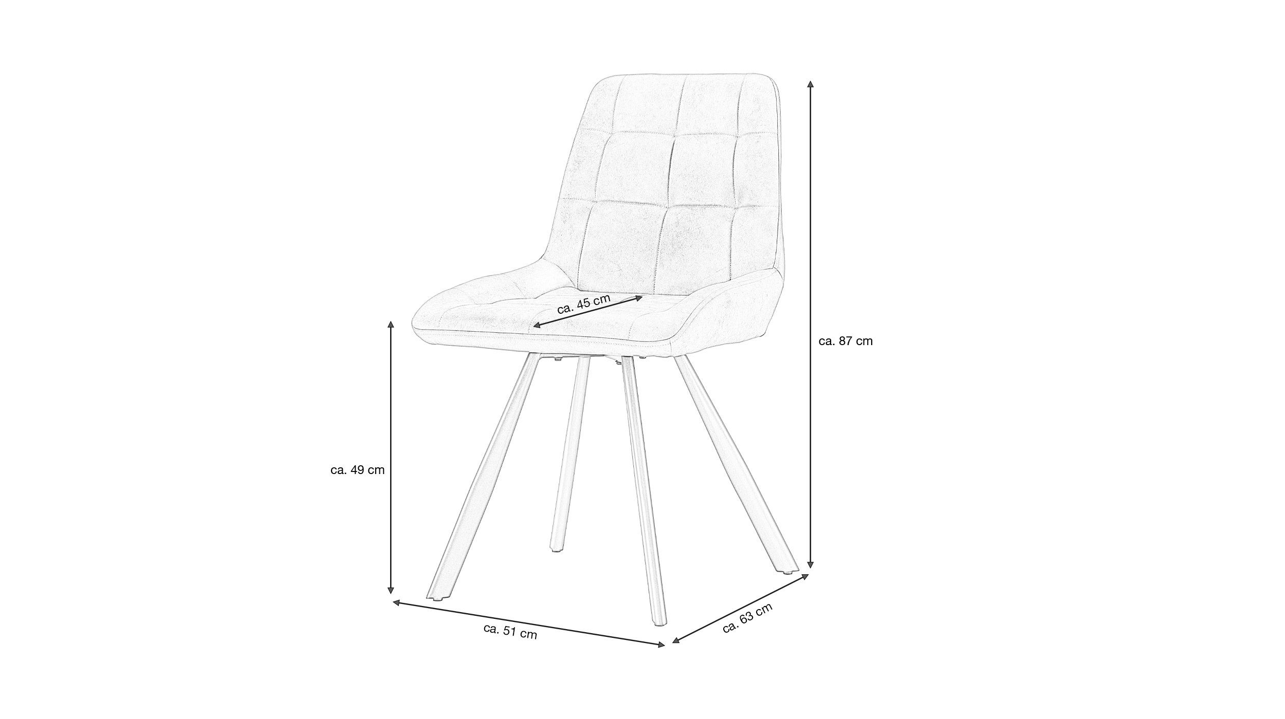 Die Möbelfundgrube® Polsterstuhl ELLI anthrazit Esszimmer Stuhl / B 51 cm x günstig online kaufen