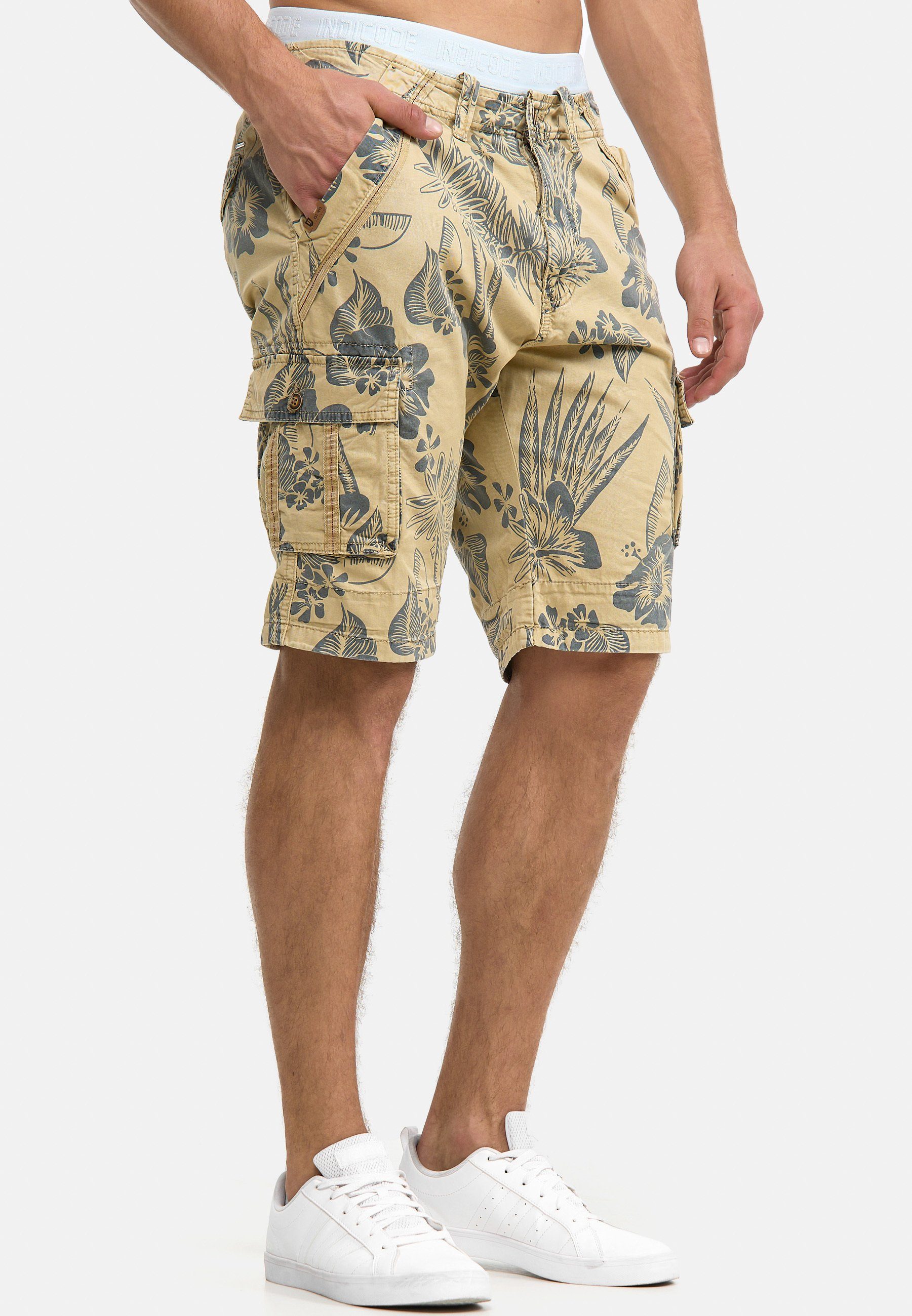 Indicode Cargoshorts Herren Albert Cargo Shorts Herrenshorts Hawaiishorts mit 6 Taschen, 100% Baumwolle