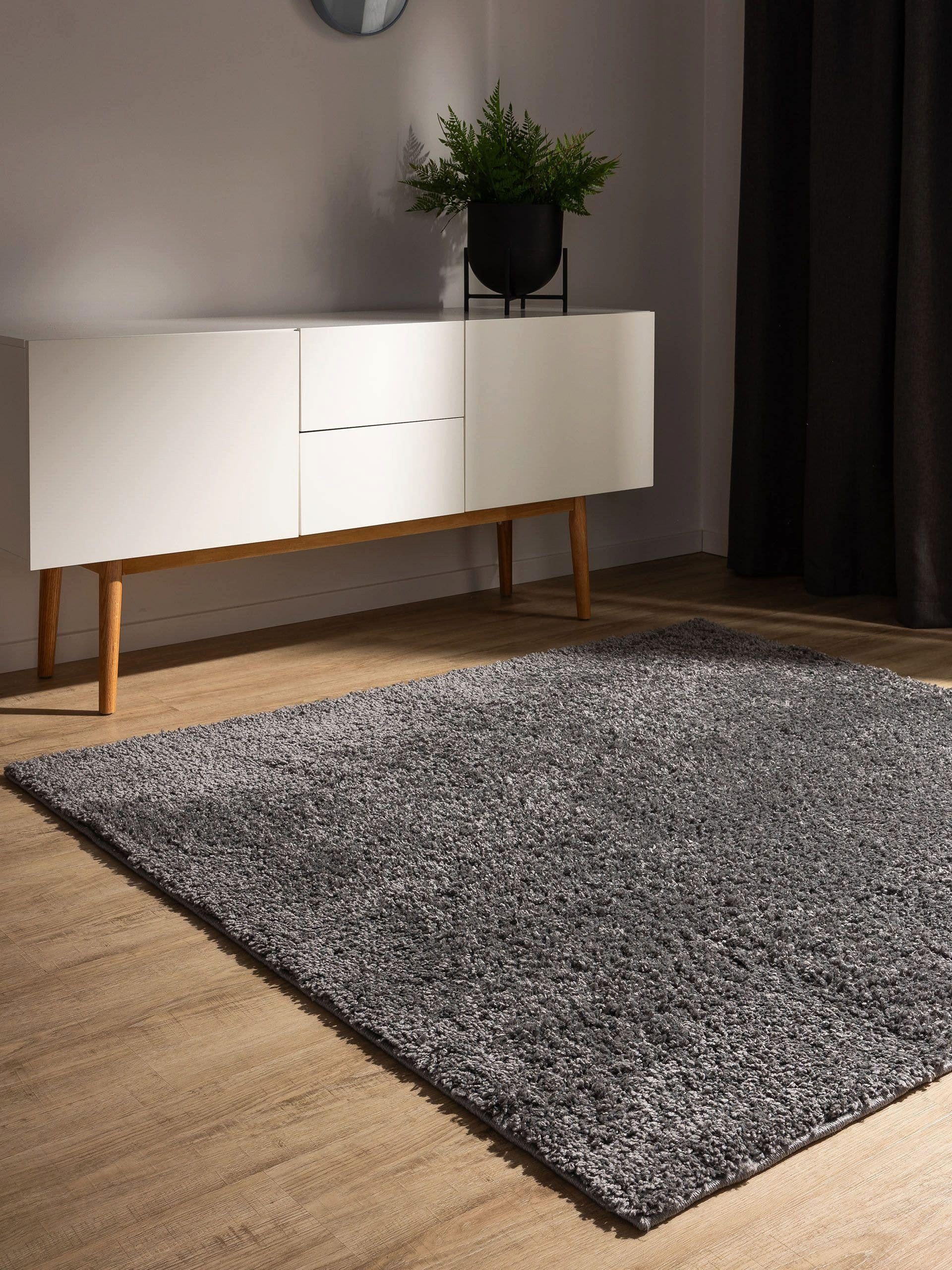 benuta Hochflor-Teppich Soho, quadratisch, Höhe: 31 mm, Teppich Wohnzimmer, Schlafzimmer, Esszimmer, Rutschfest, Waschbar