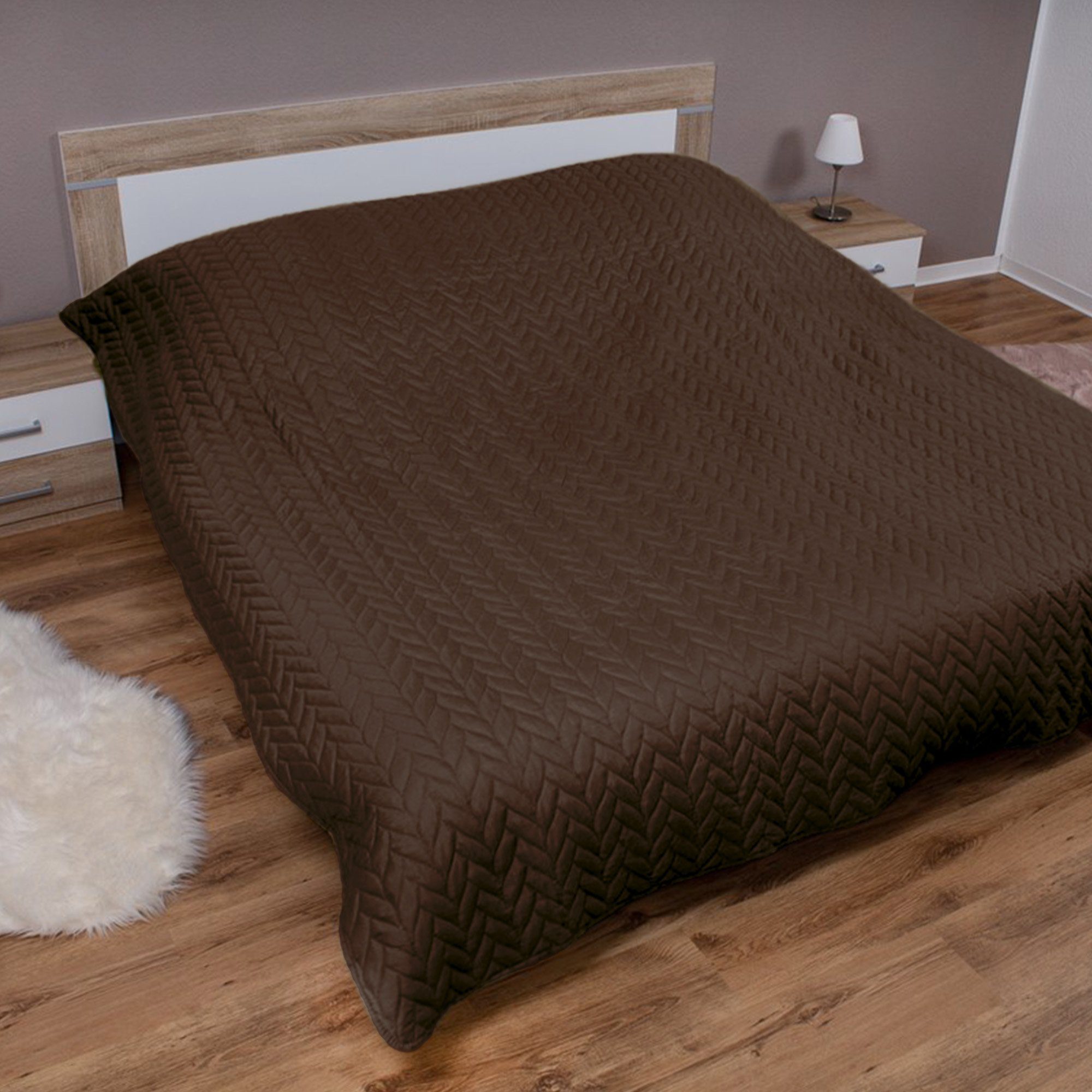 Bestlivings Tagesdecke 220x240 cm, Braun, Braun