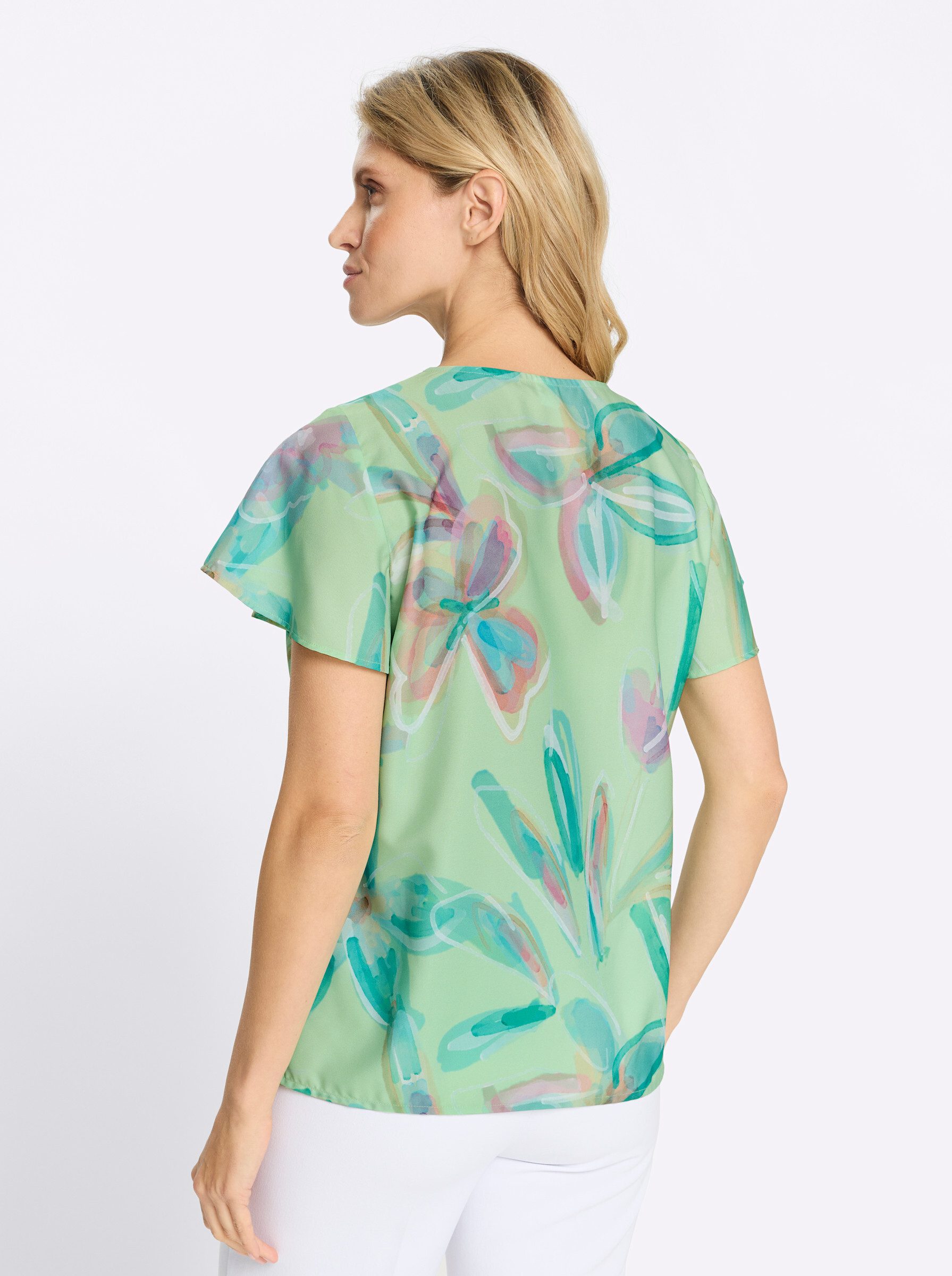 Sieh an! Klassische Bluse Druck-Tunika Kurzarm günstig online kaufen