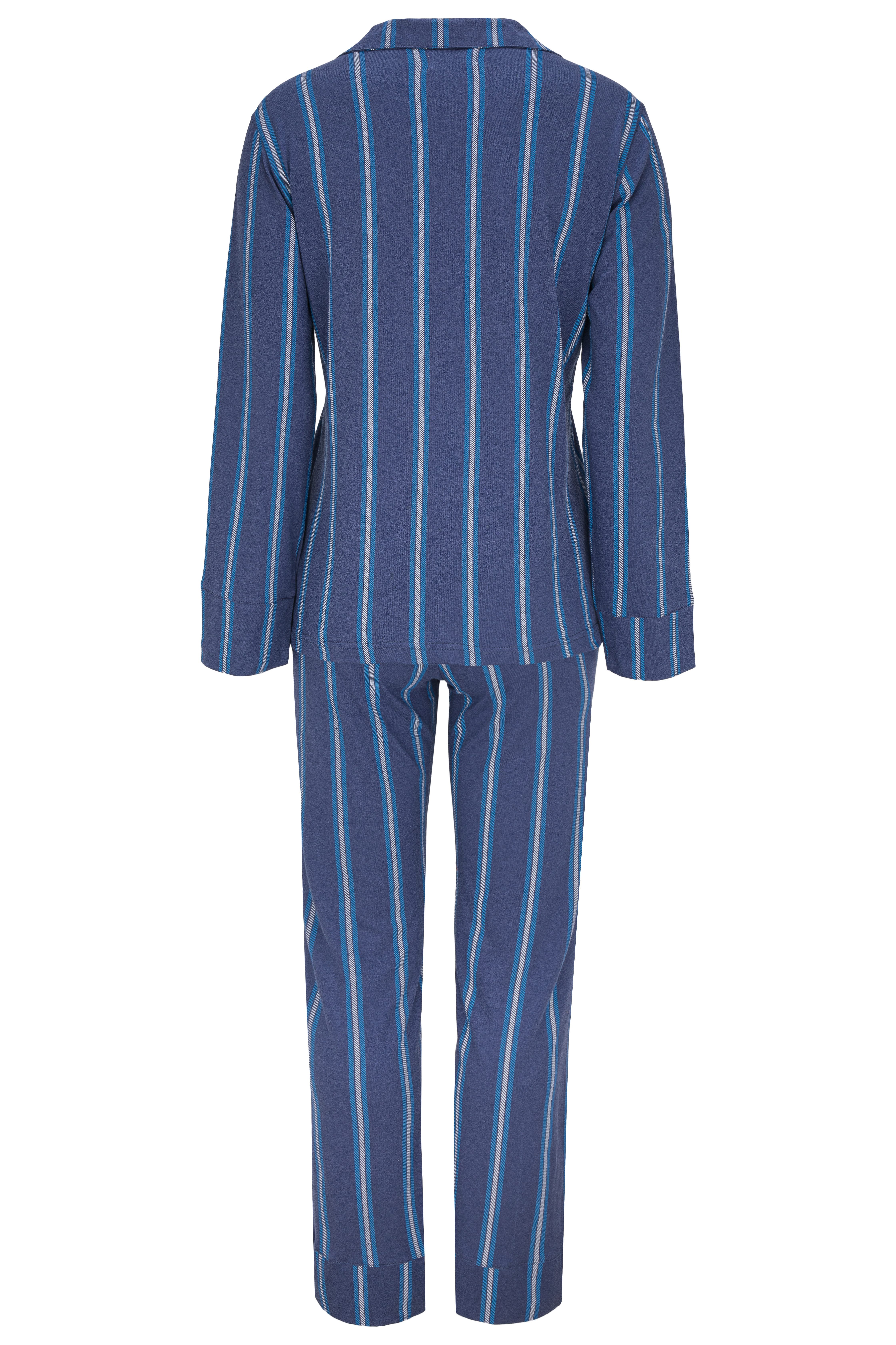 SNOOZE OFF Pyjama langarm Schlafanzug im Streifendesign (2 tlg., 1 Stück) mit Reverskragen