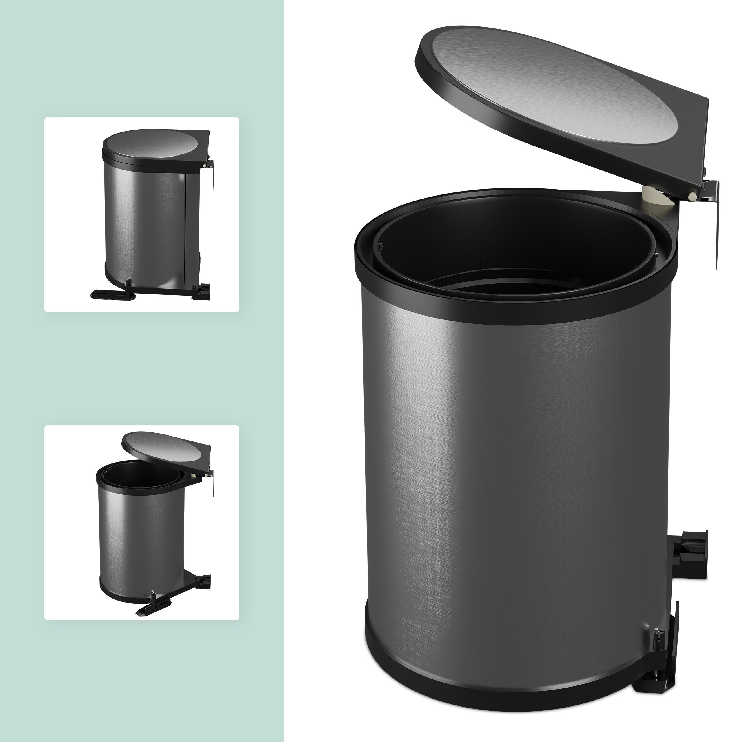 relaxdays Einbaumülleimer Schwenkbarer Einbaumülleimer 12 L