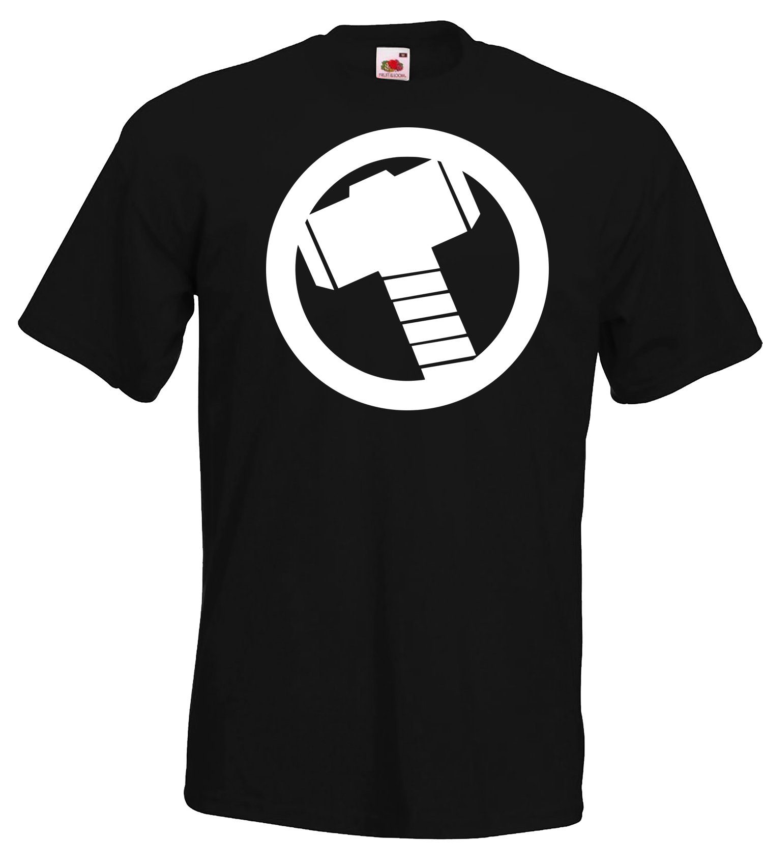 Frontprint Schwarz Thor Designz Hammer mit T-Shirt Herren Odin T-Shirt T-Shirt trendigem Youth