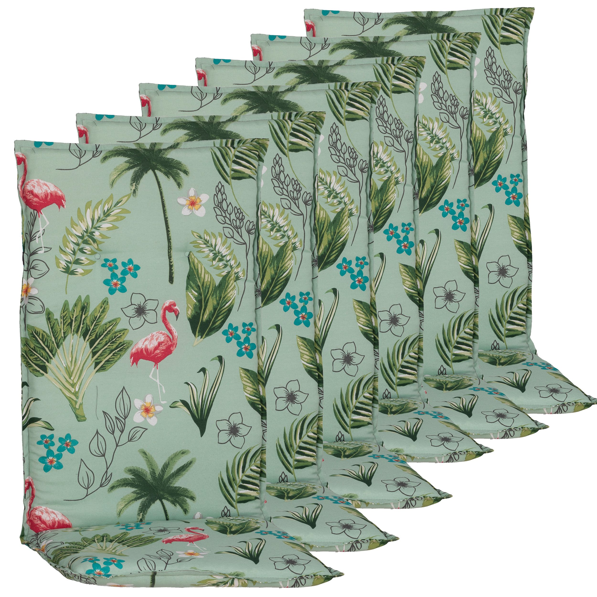 NYVI Hochlehnerauflage Hochlehner Auflagen Rio 6er Set - Stuhlauflage für Gartenstühle, (6 St), Sitzauflage, Pflegeleicht, Robust, Bequem