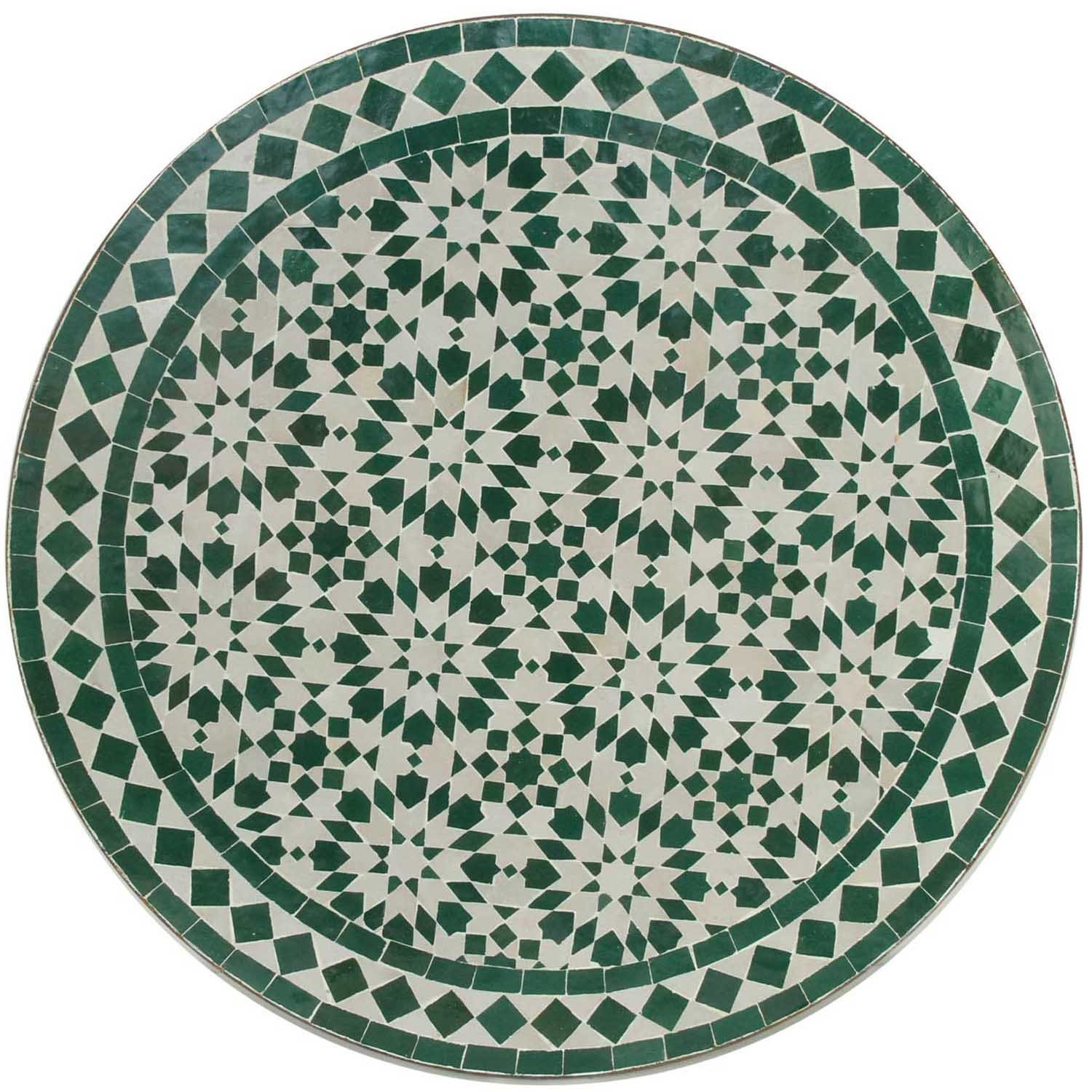 Casa Moro Gartentisch Mediterraner Gartentisch marokkanischer Mosaiktisch Ø 70 cm (rund Ankabut Weiß mit Gestell Höhe 73 cm Kunsthandwerk aus Marrakesch, Bistrotisch Mosaik-Kunst Balkontisch, MT2143), Handmade