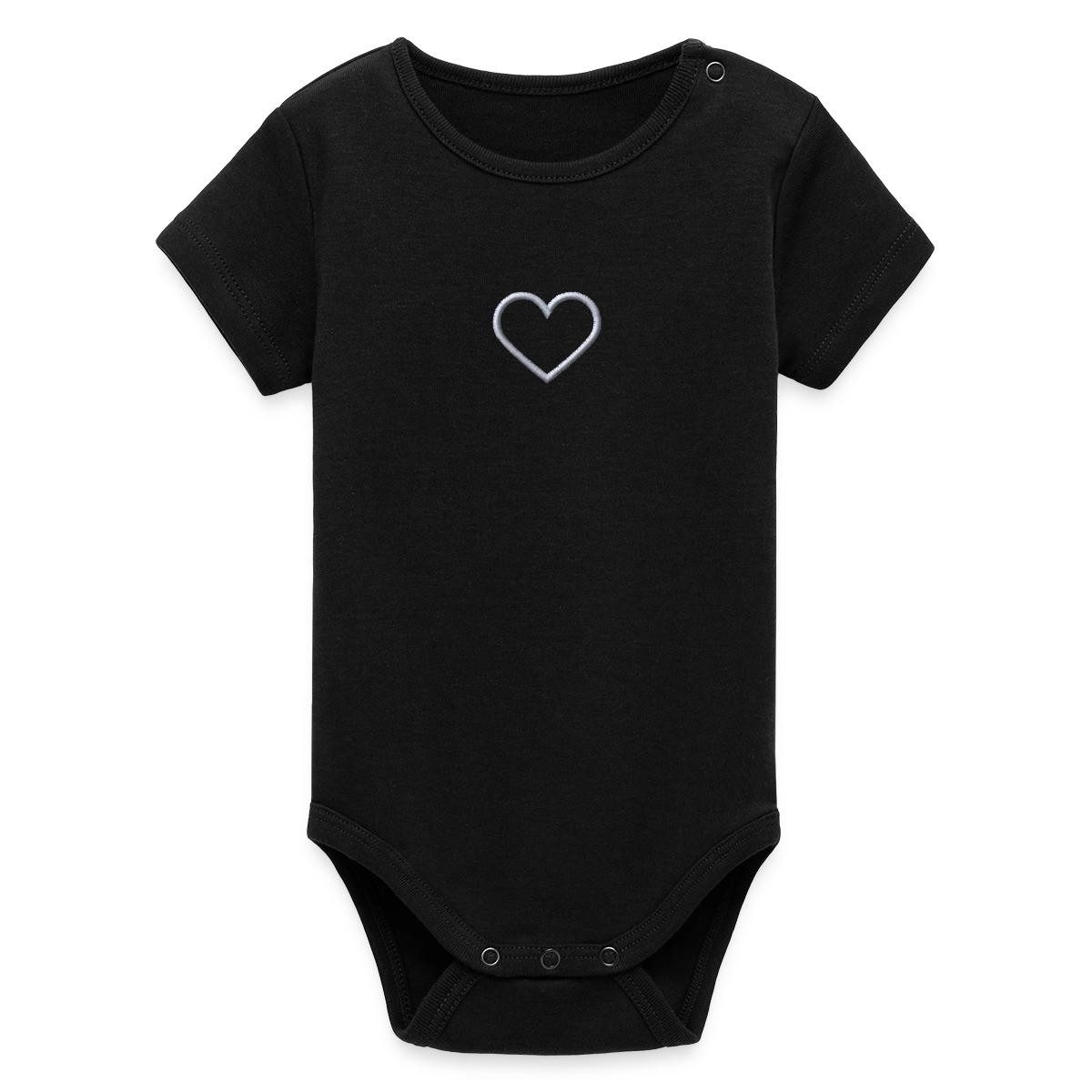 Spreadshirt Kurzarmbody Stickerei Herz Bio Kurzarm Baby Body (1-tlg)