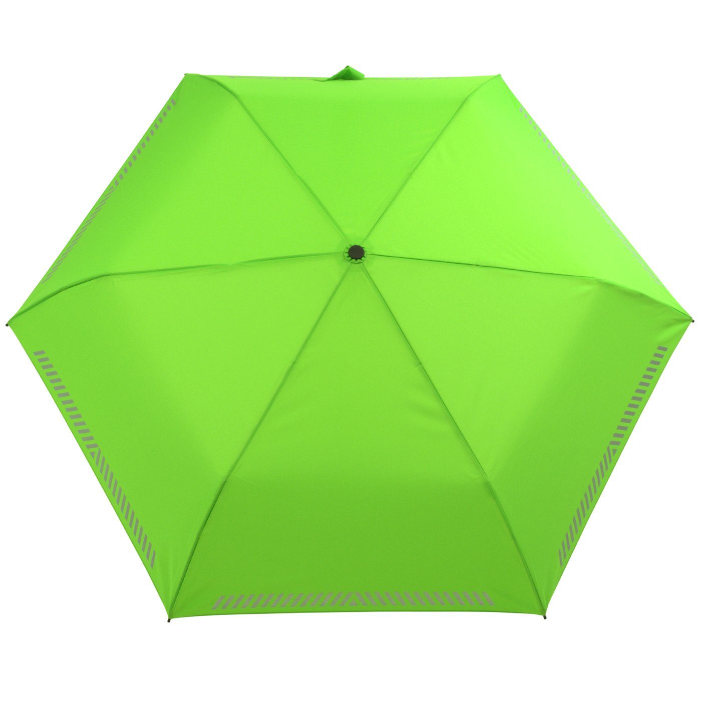 neon iX-brella Taschenregenschirm Reflex-Streifen mit Auf-Zu-Automatik, - grün Kinderschirm Sicherheit reflektierend, durch