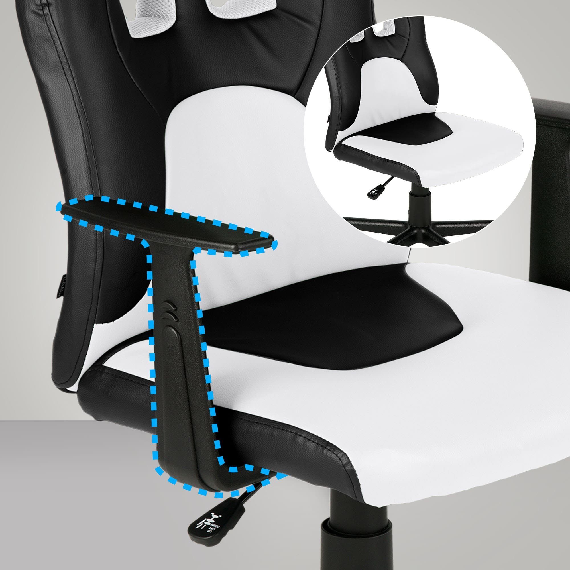 Kinder-Bürostuhl, mit Chair CLP Fun, abnehmbaren Armlehnen Gaming schwarz/weiß