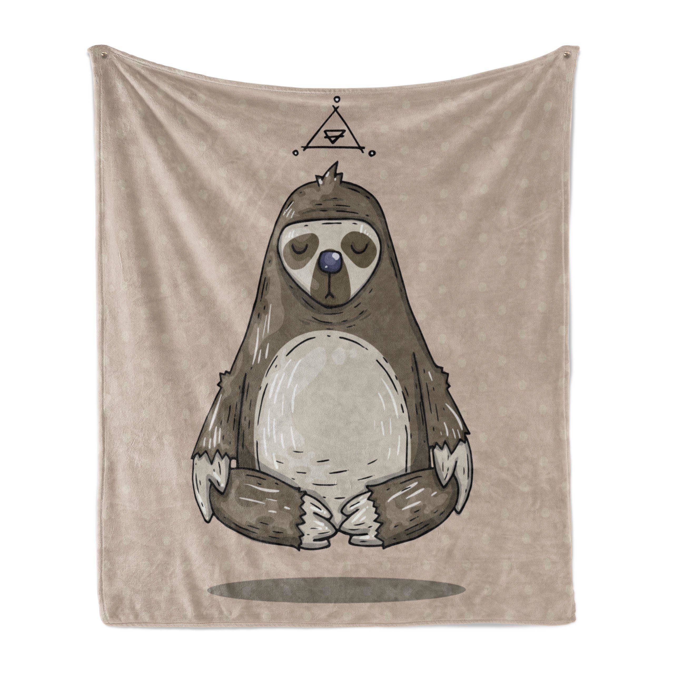 Sloth für Gemütlicher Abakuhaus, Innen- Außenbereich, meditiert Cartoon Wohndecke den und Faultier Plüsch