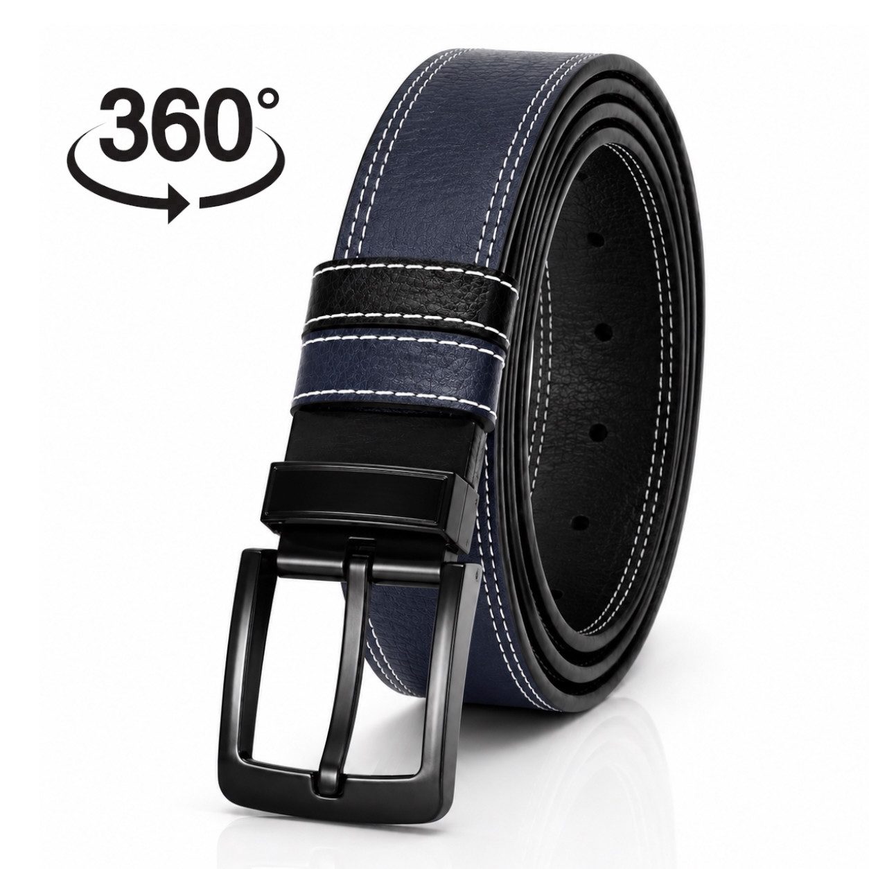 herémood Ledergürtel Herren Leder Gürtel 4cm, Ledergürtel, Herrengürtel, Vatertagsgeschenk (Gürtel Herren Blau & Schwarz 115 cm - Premium Ledergürtel - handgefertigt - hochwertig verarbeitet - kürzbar, 1-St., Vatertagsgeschenk für Papa Mann) Männer Gesche