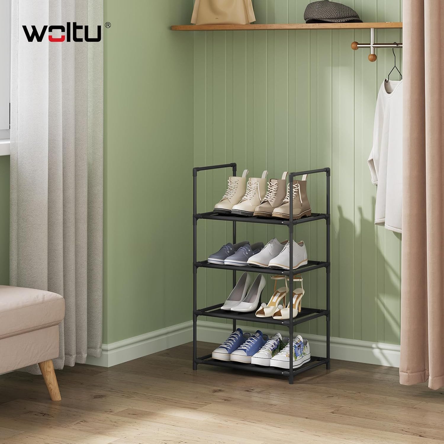 Woltu Schuhregal, 1-tlg., 4-Ebenen, kompakte und abnehmbare Regale, Metallg günstig online kaufen