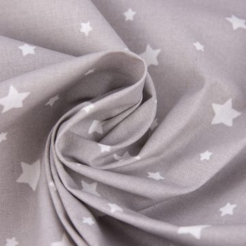 SCHÖNER LEBEN. Stoff Tischdeckenstoff beschichtete Baumwolle Sterne grau weiß 1,55m Breite, abwaschbar