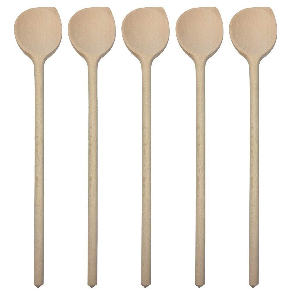 Grillplanet Servierlöffel 10 x Holzkochlöffel Kochlöffel Holzlöffel 35 cm mit Ecke