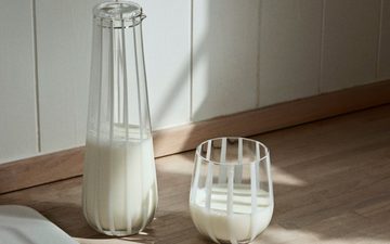 Broste Copenhagen Gläser-Set Stripe Wasserglas 0,55l, Mundgeblasenes Glas