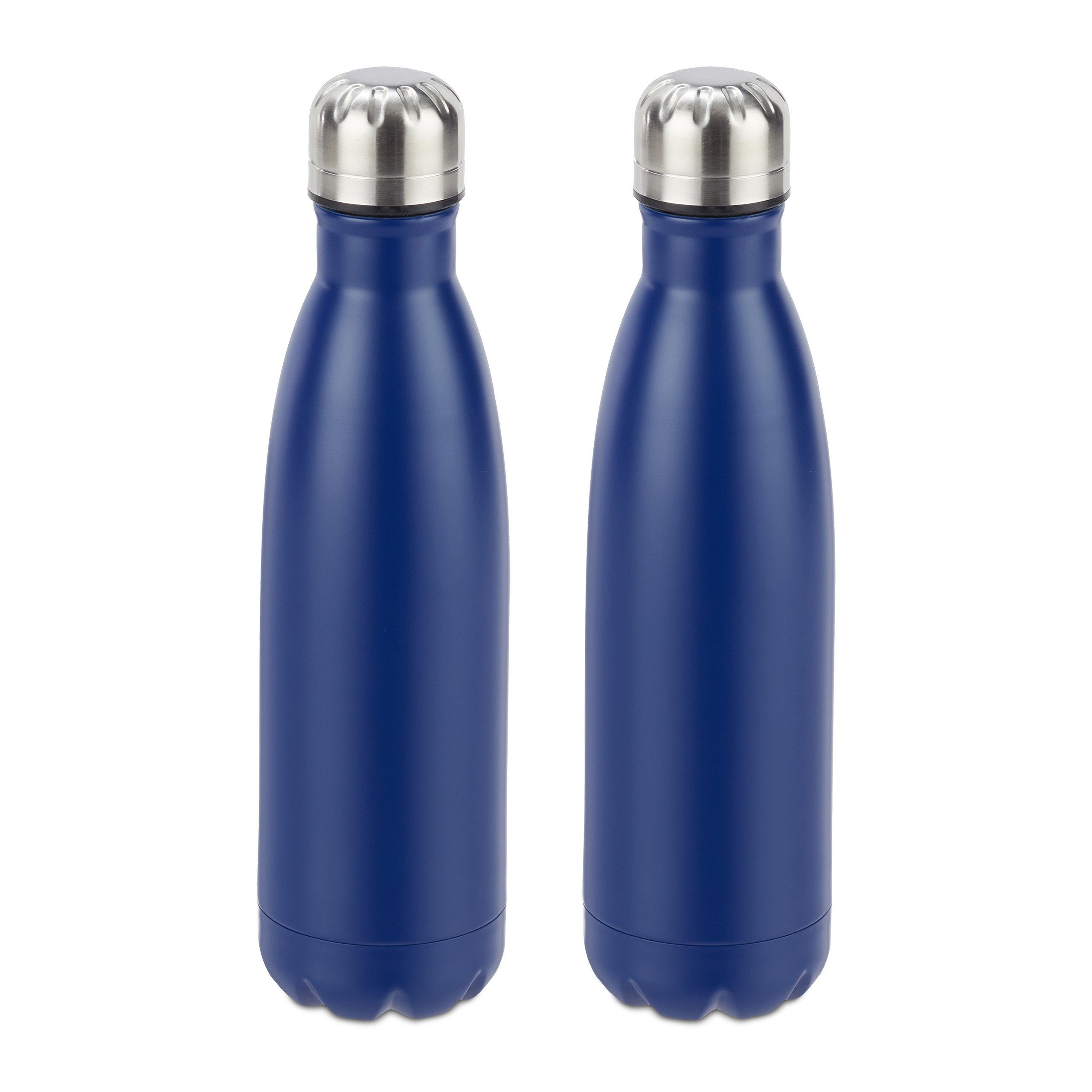 2 blau Isolierflasche Trinkflasche x relaxdays Edelstahl