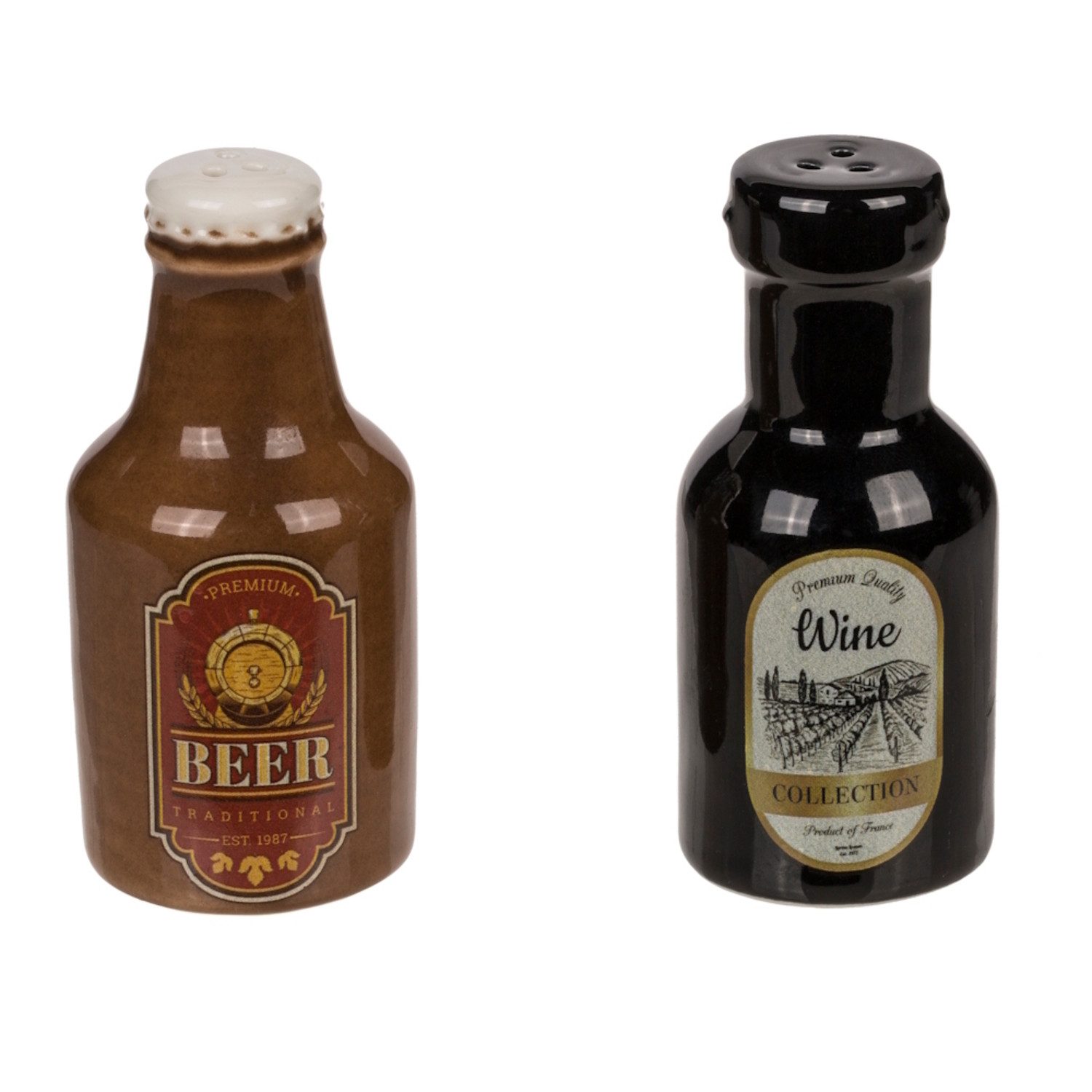 Out of the Blue Salz- / Pfefferstreuer Bier & Wein Salz- und Pfefferstreuer Set aus Keramik