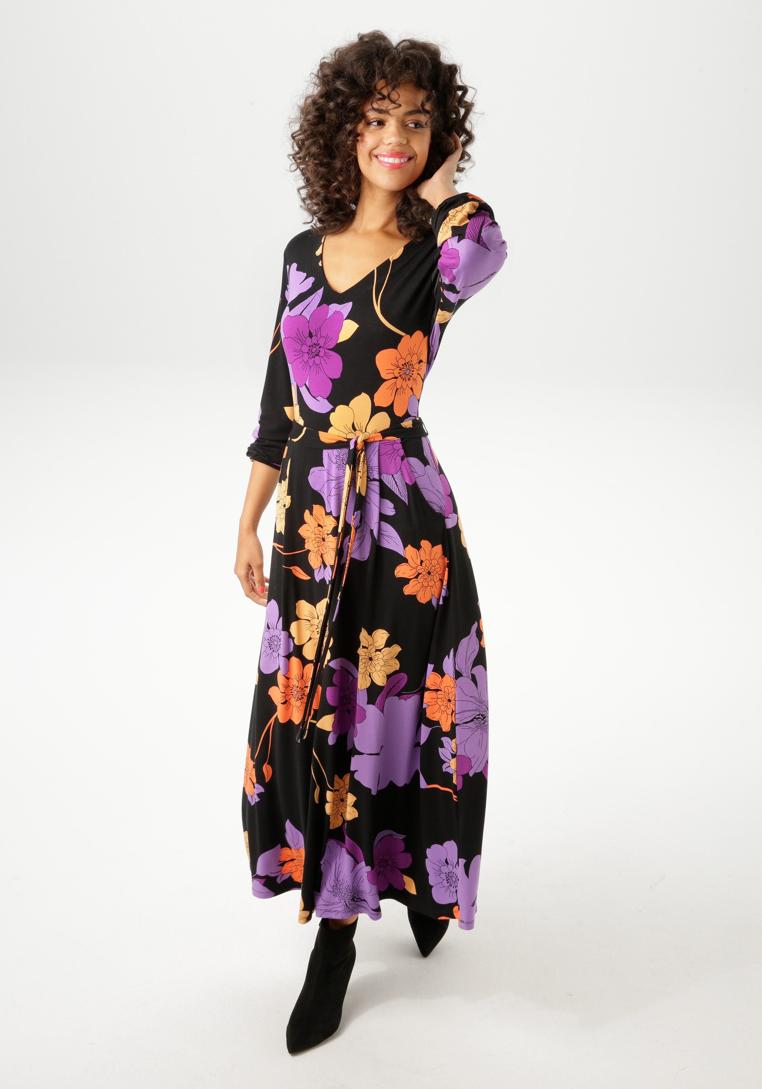 Aniston CASUAL Maxikleid (mit abnehmbarem Bindeband) günstig online kaufen