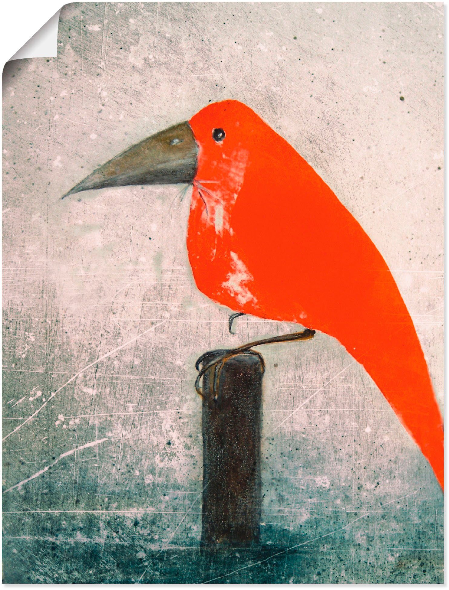 Artland Wandbild Der Rote Vogel, Vögel (1 St), als Leinwandbild, Wandaufkleber oder Poster in versch. Größen