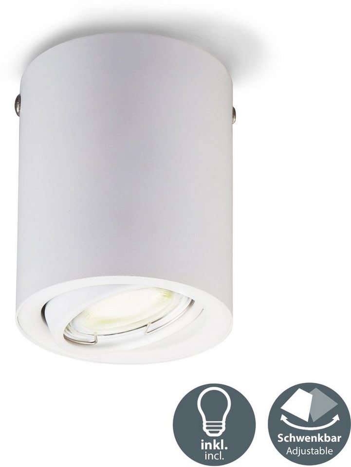 B.K.Licht LED Aufbaustrahler, LED Aufbauleuchte schwenkbar inkl. 5W 400lm GU10 3.000K Deckenspot weiß-HomeTrends