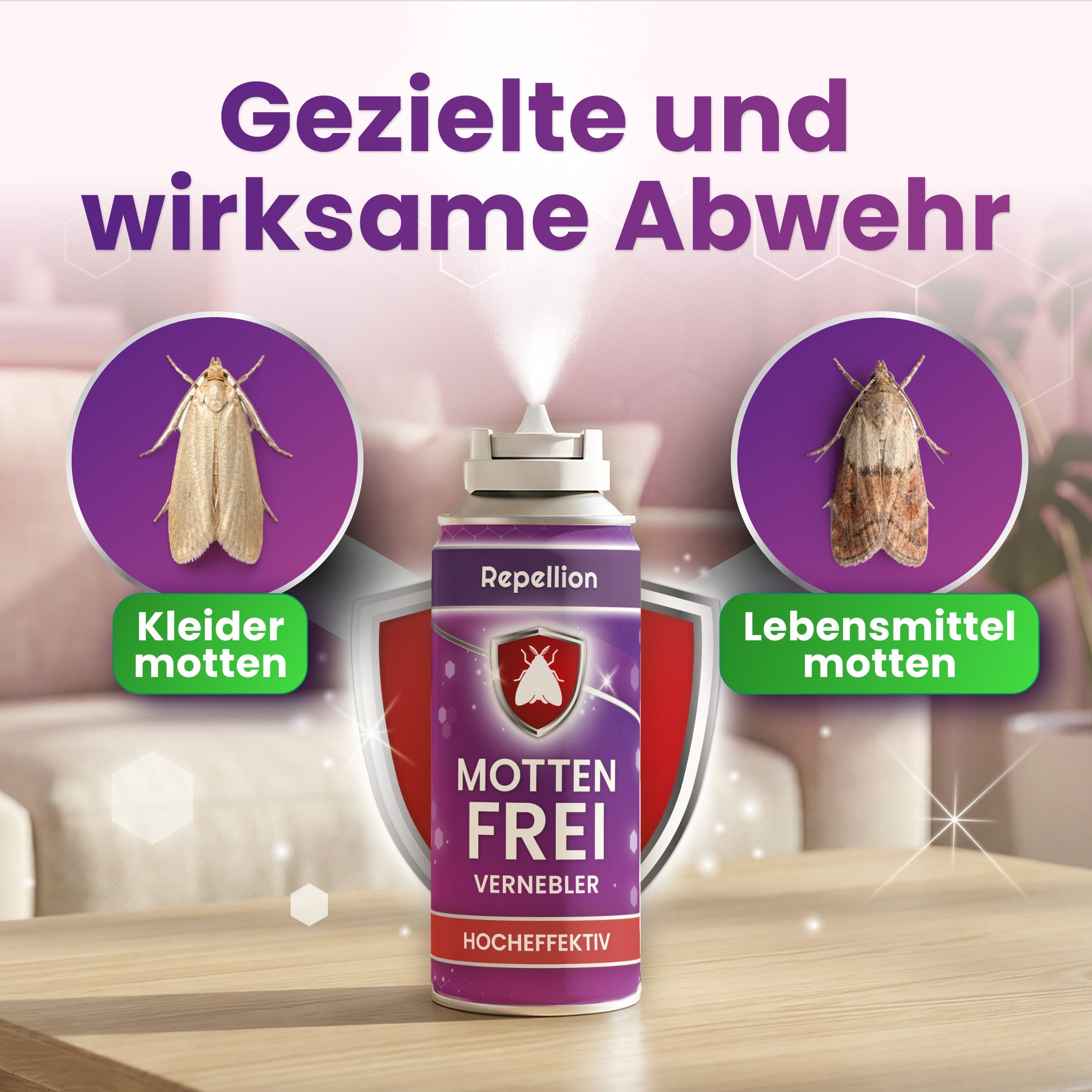 Repellion Insektenspray Motten Fogger für Wohnräume gegen Motten & Mottennebel, 150 ml, zur Raumbehandlung, Automatische Insektenbombe gegen Kleidermotten & Lebensmittelmotten