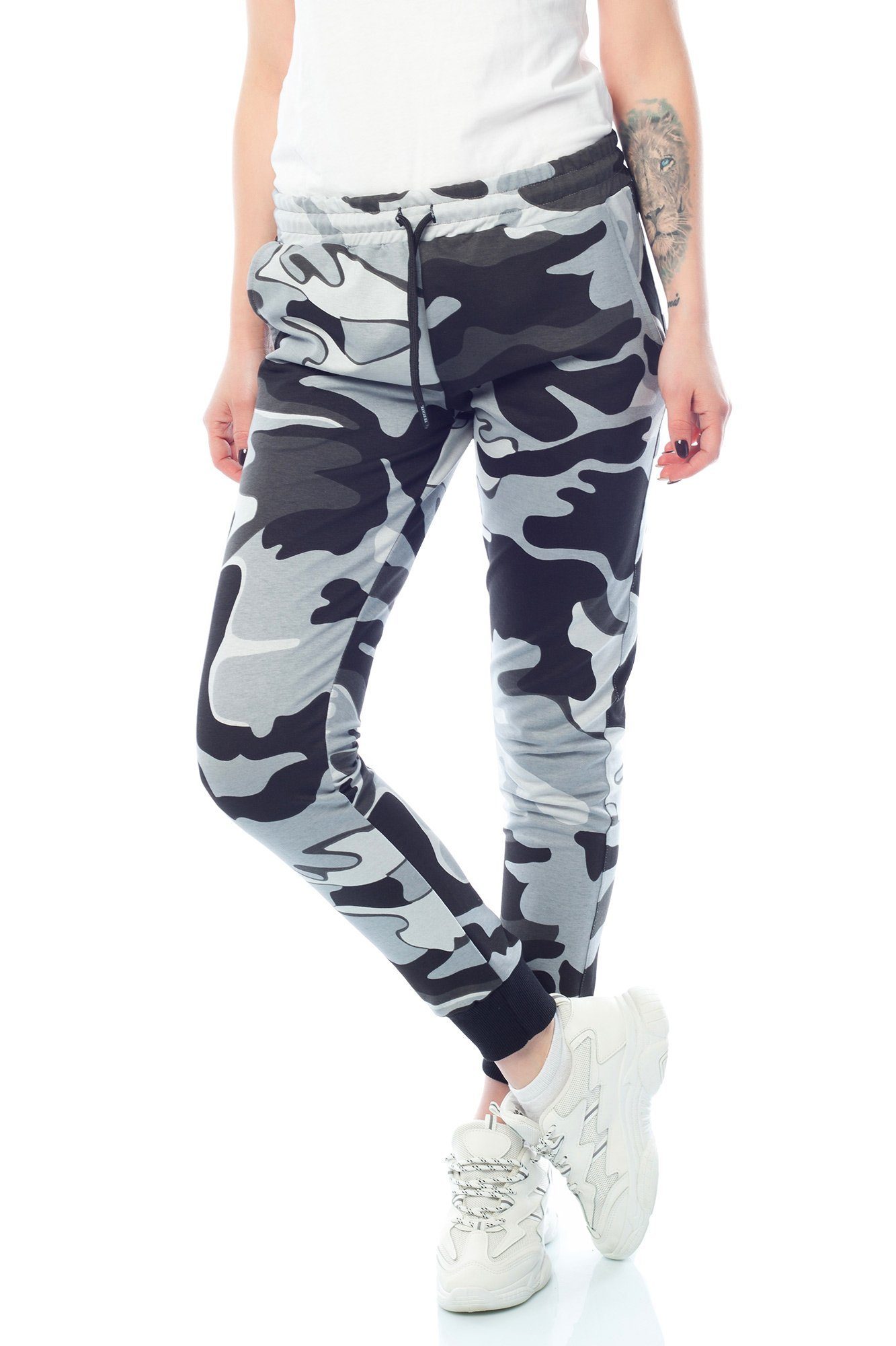 Bongual Jogginghose Damen Sweathose Camo Armee Tarnmuster Freizeithose günstig online kaufen