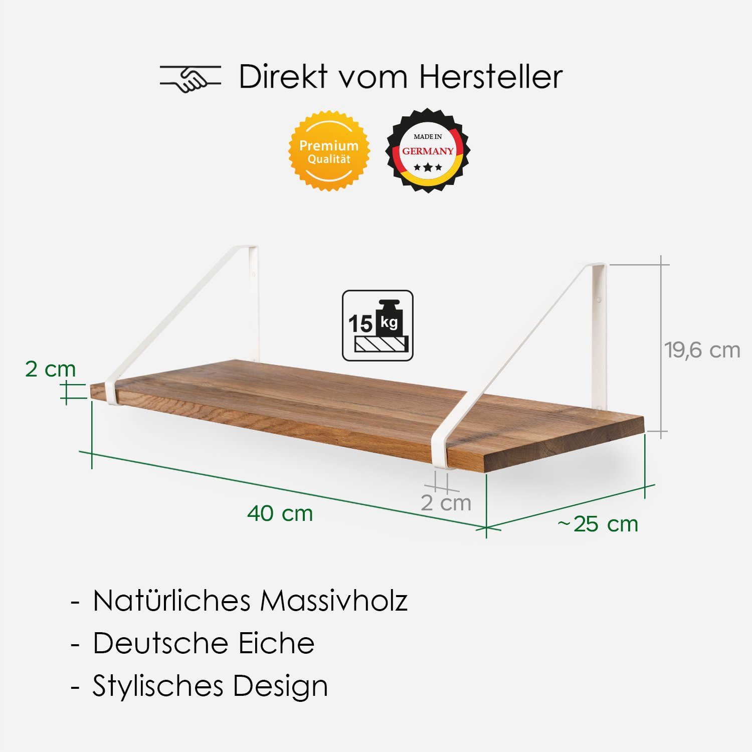 Rikmani Wandregal RAY Schweberegal Eiche weiss, günstig online kaufen