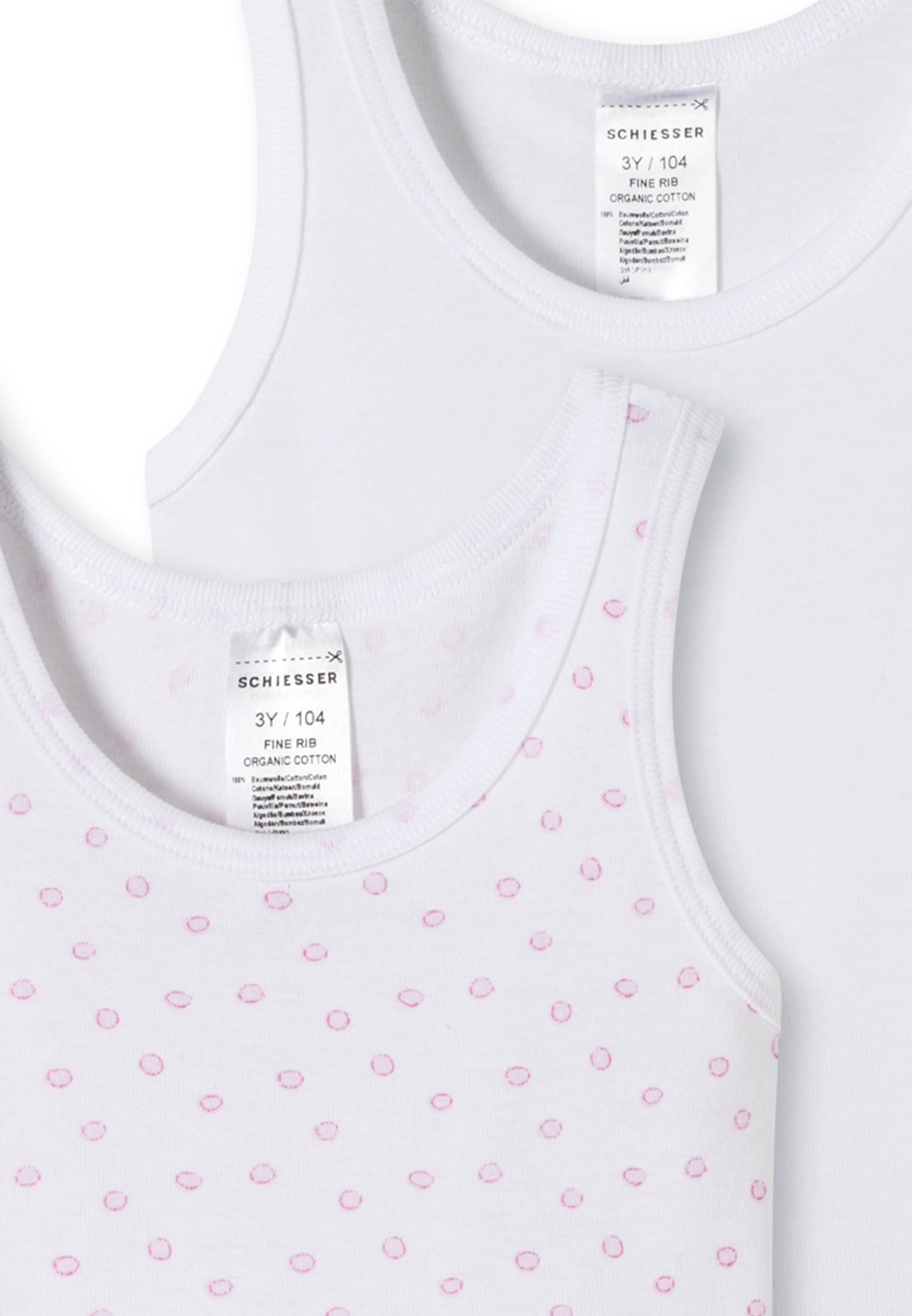 Schiesser Unterhemd Girls Kids Baumwolle Weiß Cotton - und Arm - Organic Einfass gemustert 922 Feinripp - Pack tonalem Tanktop 6er Mit Hals 6-St) / Unterhemd (Spar-Set, an