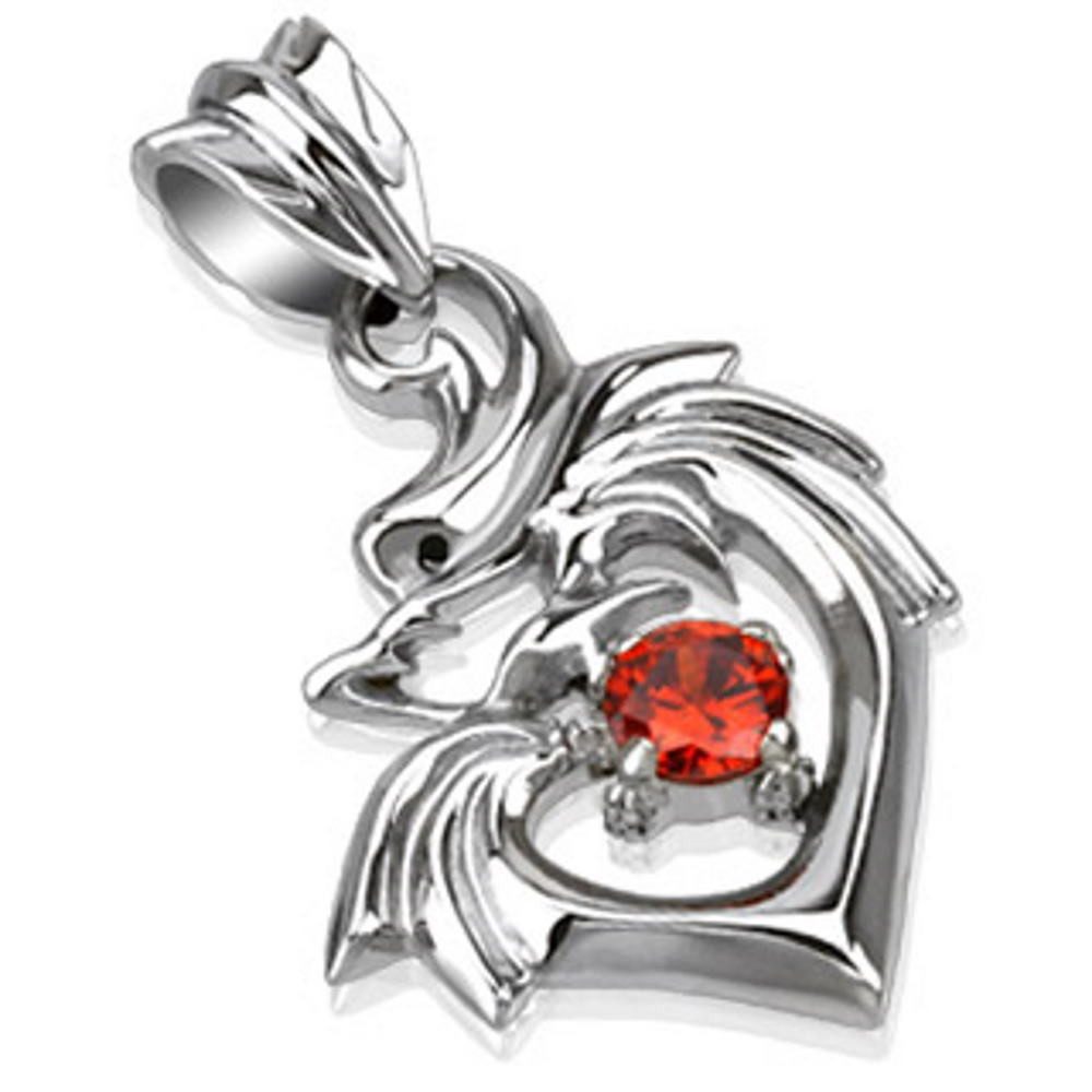 BUNGSA Anhänger Set Anhänger Drachenherz silber aus Edelstahl Unisex (1 Paar (2 Stück), 1-tlg), Pendant Halsketten