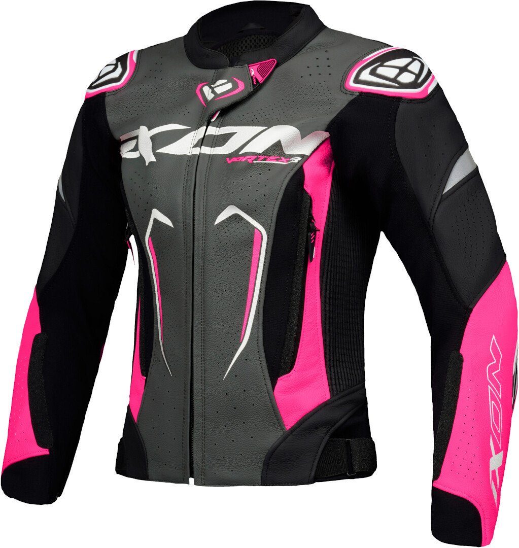 Ixon Motorradjacke Vortex 3 Damen Motorrad Lederjacke Black/Pink