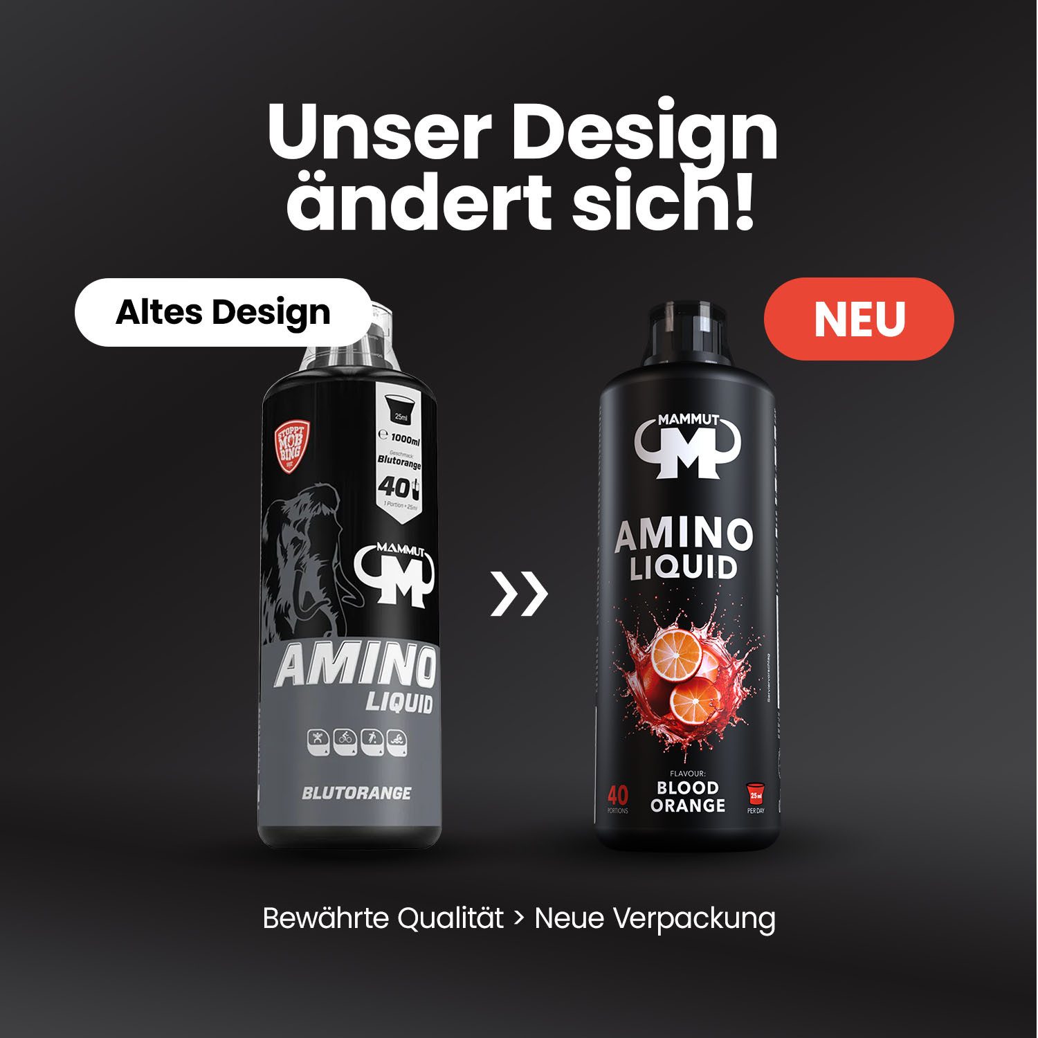 Mammut Nutrition Amino Liquid - Blutorange - 1000 ml Flasche Flüssigkeit