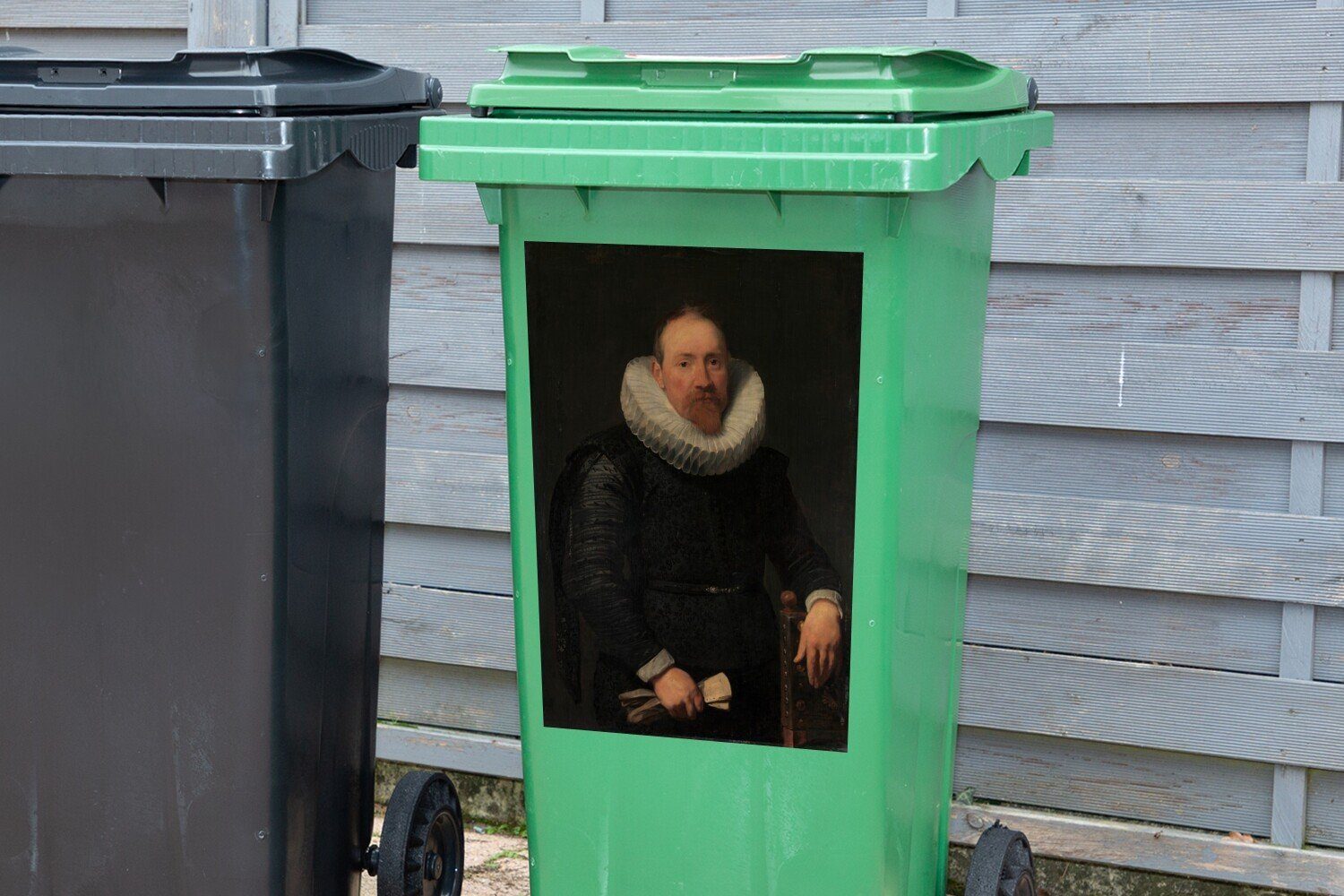 Anthony - Porträt Dyck St), (1 Gemälde eines von Mülltonne, Mülleimer-aufkleber, Abfalbehälter van Sticker, Mannes Container, MuchoWow Wandsticker
