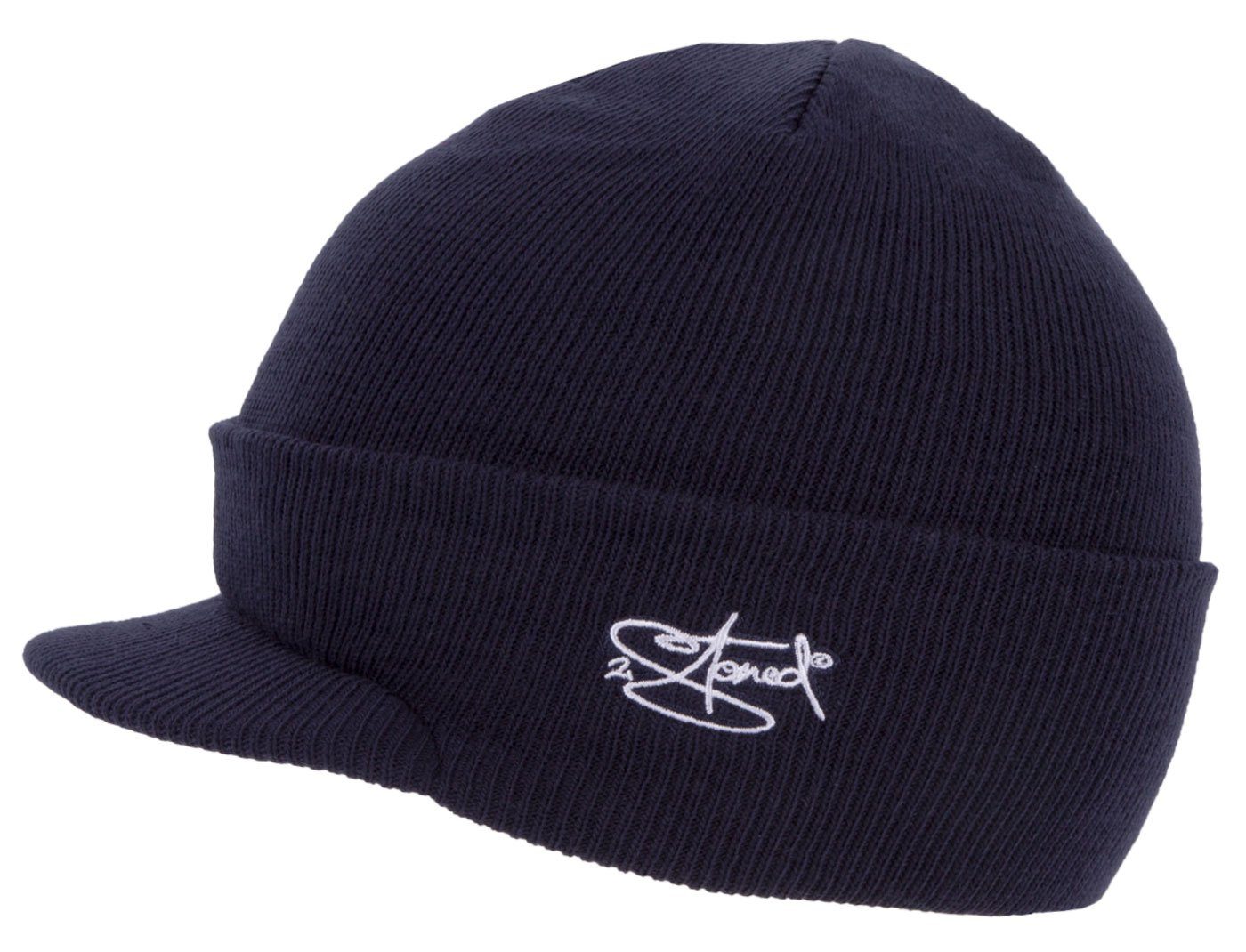 2Stoned Beanie Visor Beanie Cap Deluxe für Damen, Herren und Kinder (VPE, 1 Stück) mit kurzem Visor und breitem Umschlag, 6-Panel Style, Einheitsgröße