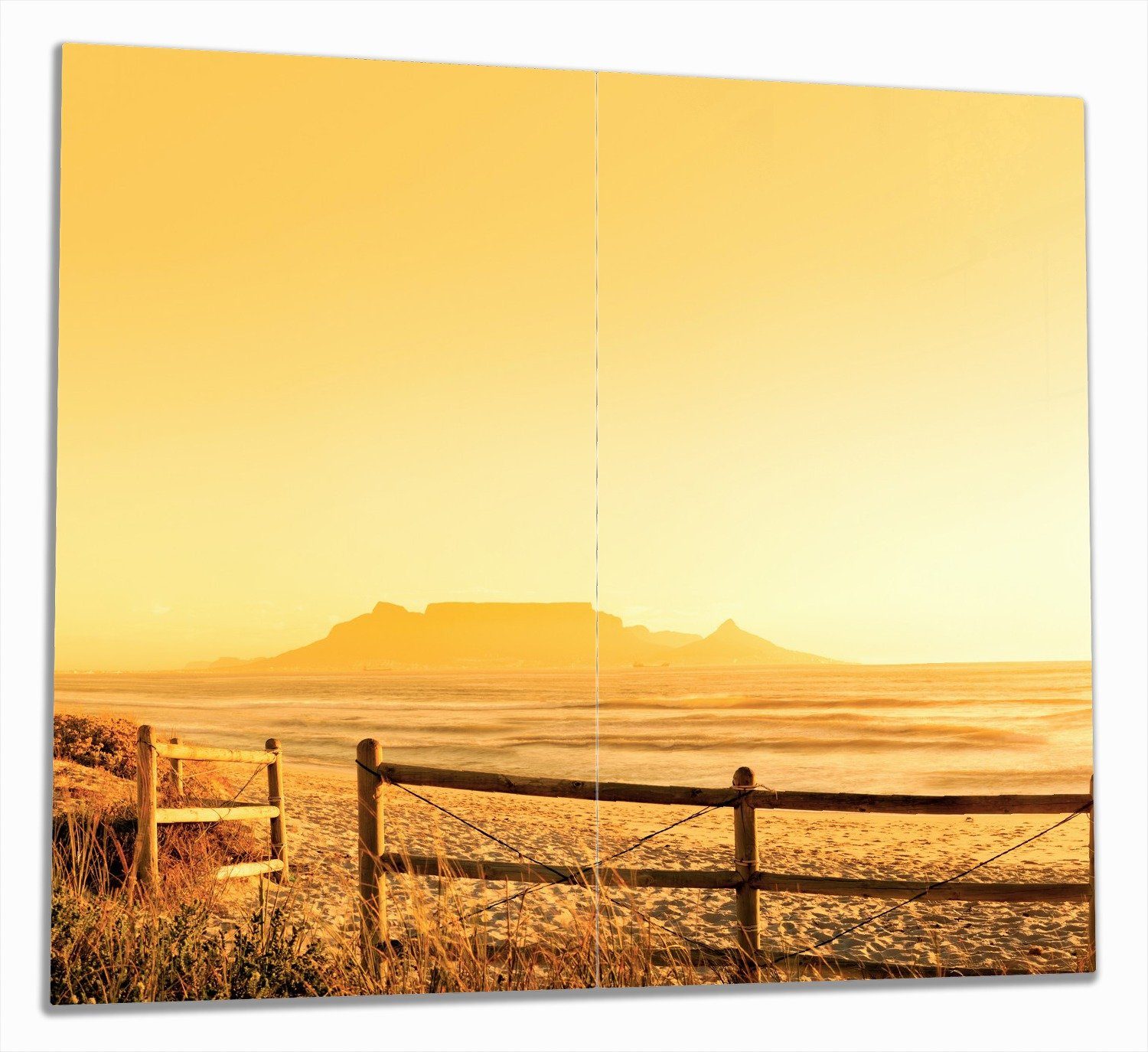 Wallario Herd-Abdeckplatte Strand in Südafrika verschiedene (Glasplatte, Himmel orange, 5mm inkl. - in I Größen 2 tlg., Noppen), ESG-Sicherheitsglas