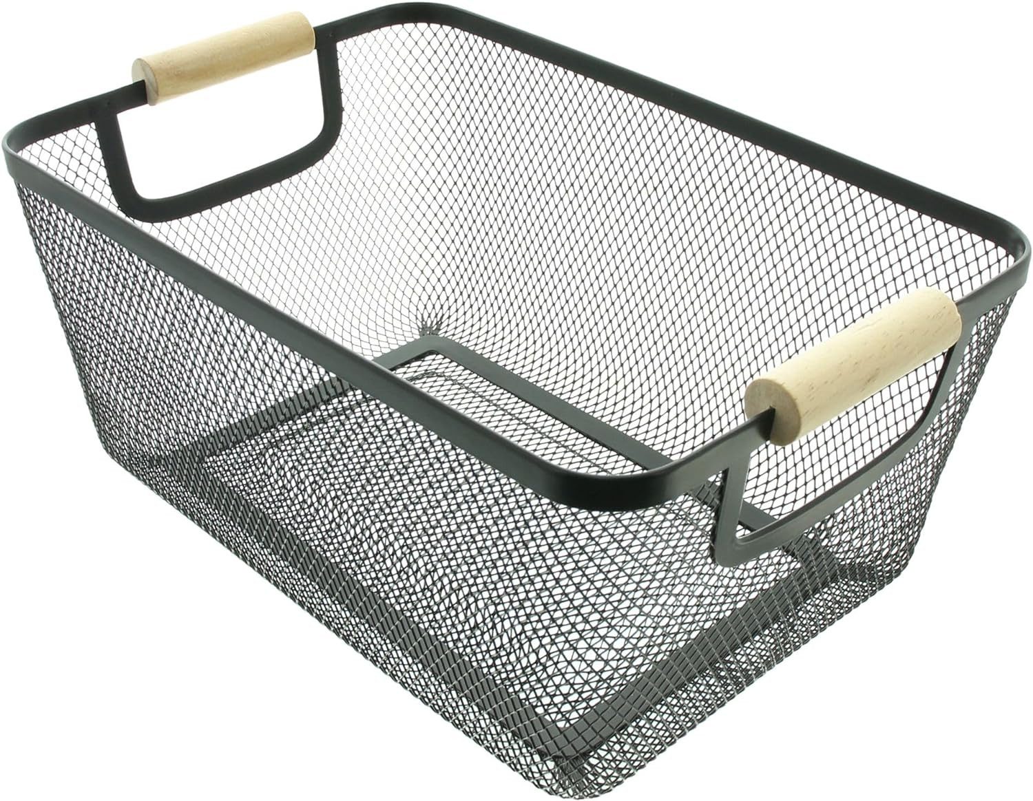 Dekoleidenschaft Drahtkorb "Fine" in schwarz mit Bambusgriff, Metallkorb, A günstig online kaufen