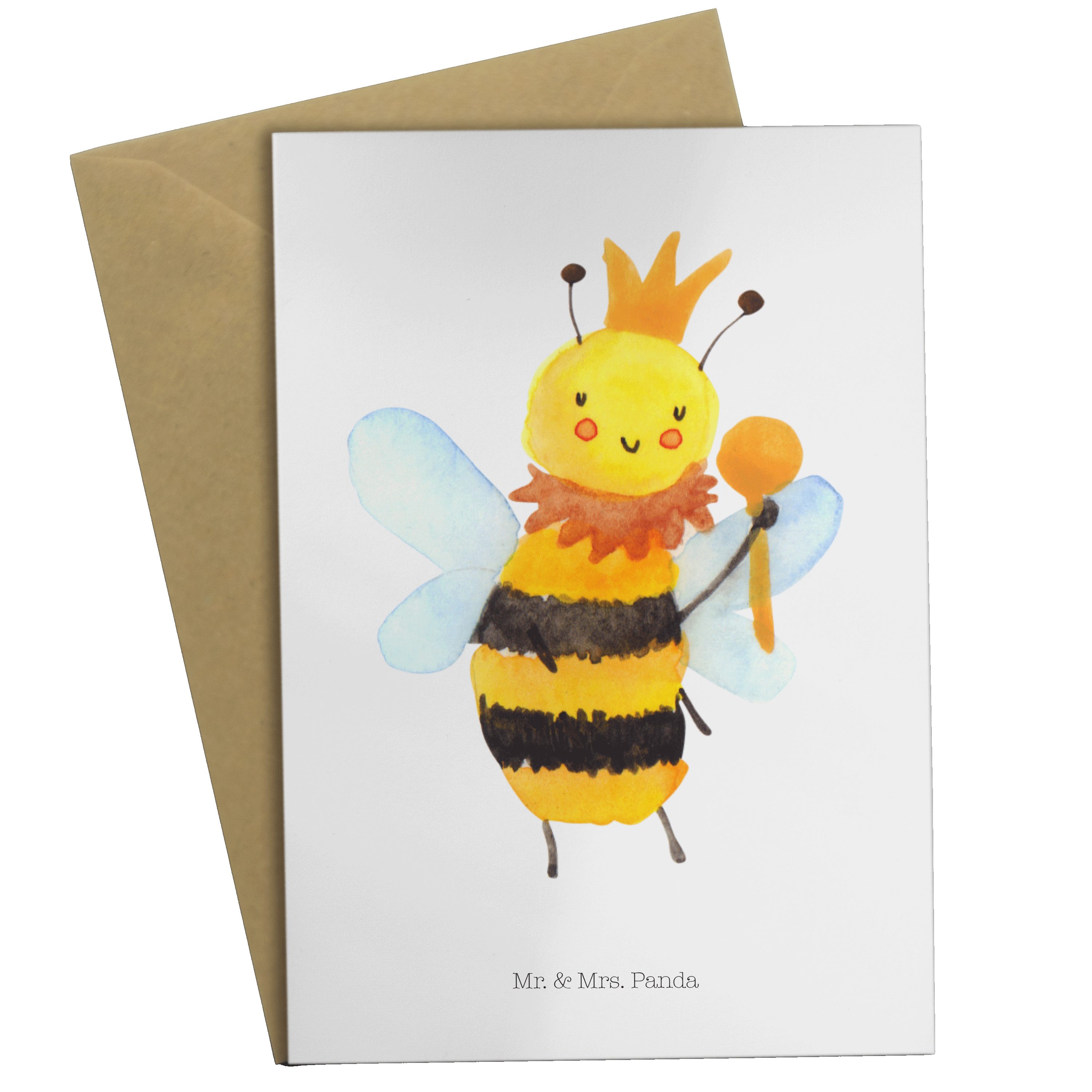 Mr. & Mrs. Panda Grußkarte Biene König - Weiß - Geschenk, Klappkarte, Hochzeitskarte, Einladungs